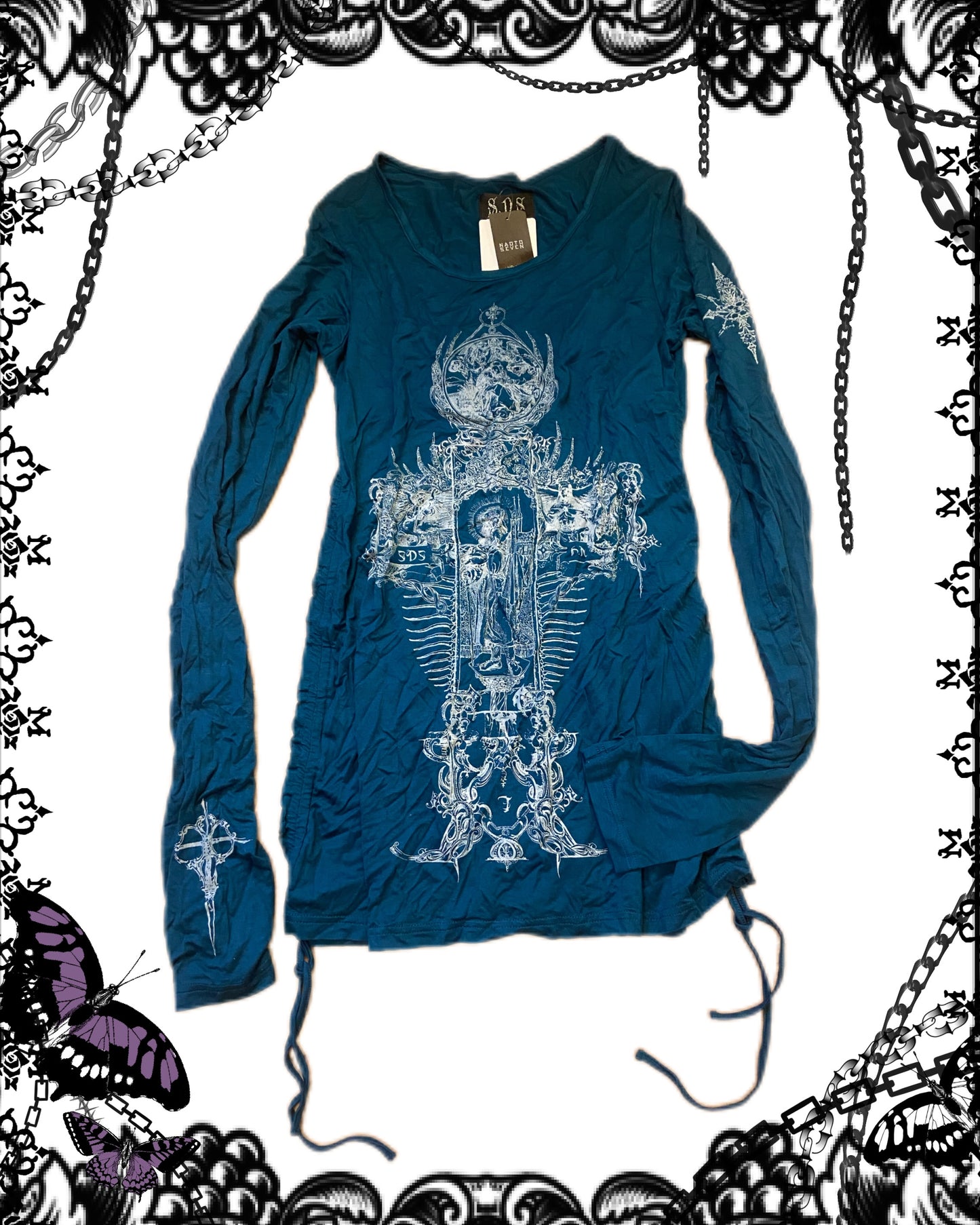 OZZ ON Wings Print Long-Sleeves Top