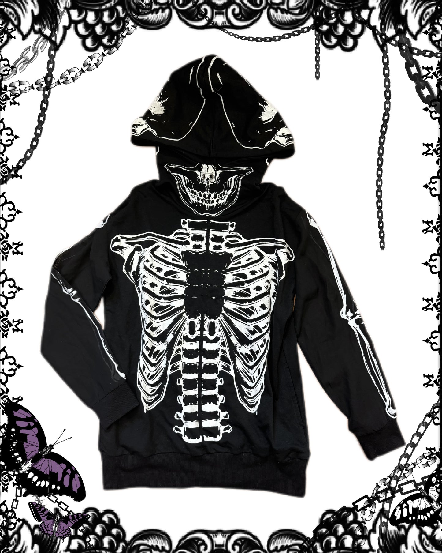 GLAD NEWS Skeleton Print Hoodie