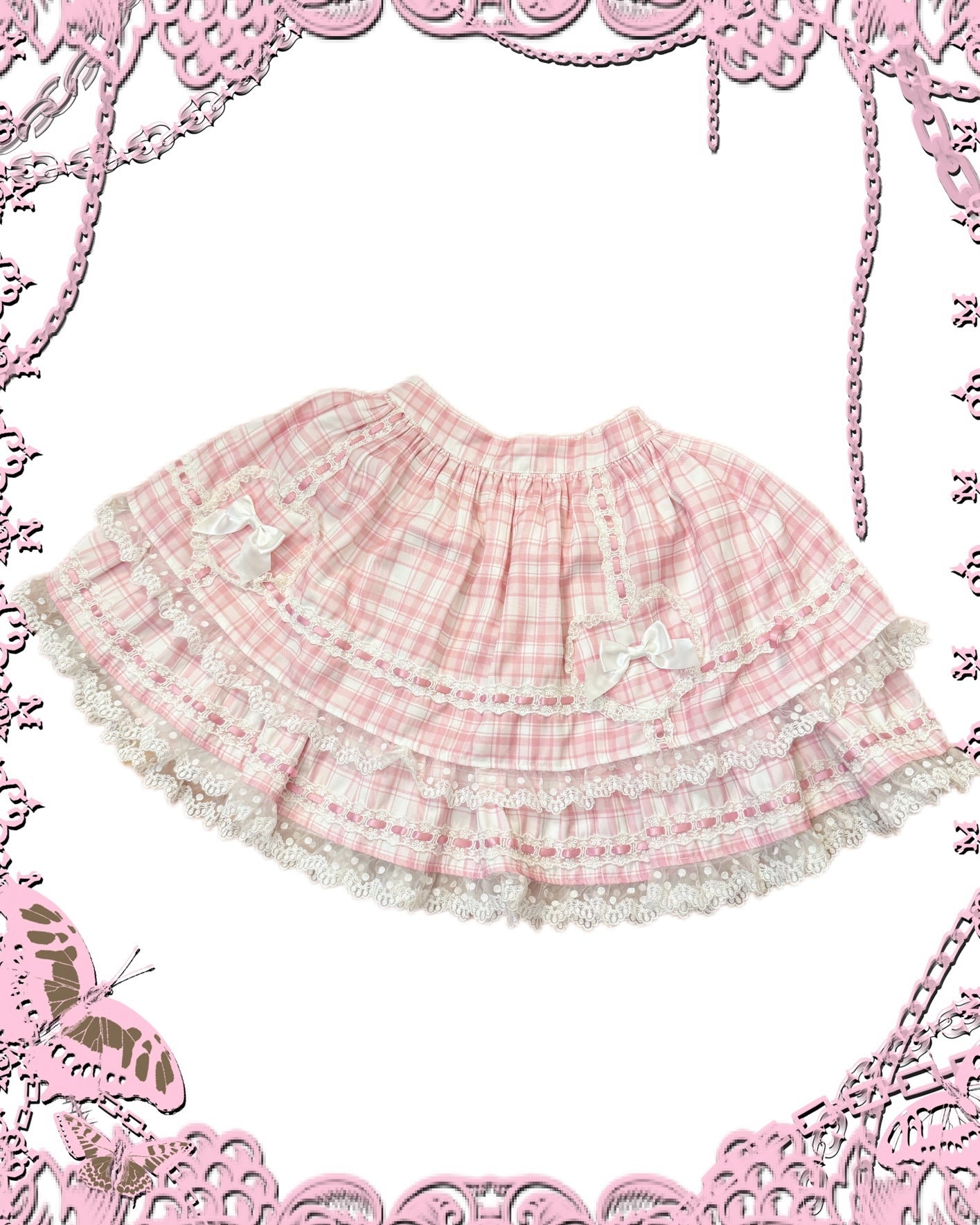 To Alice Pink Ruffle Double-Layer Skirt