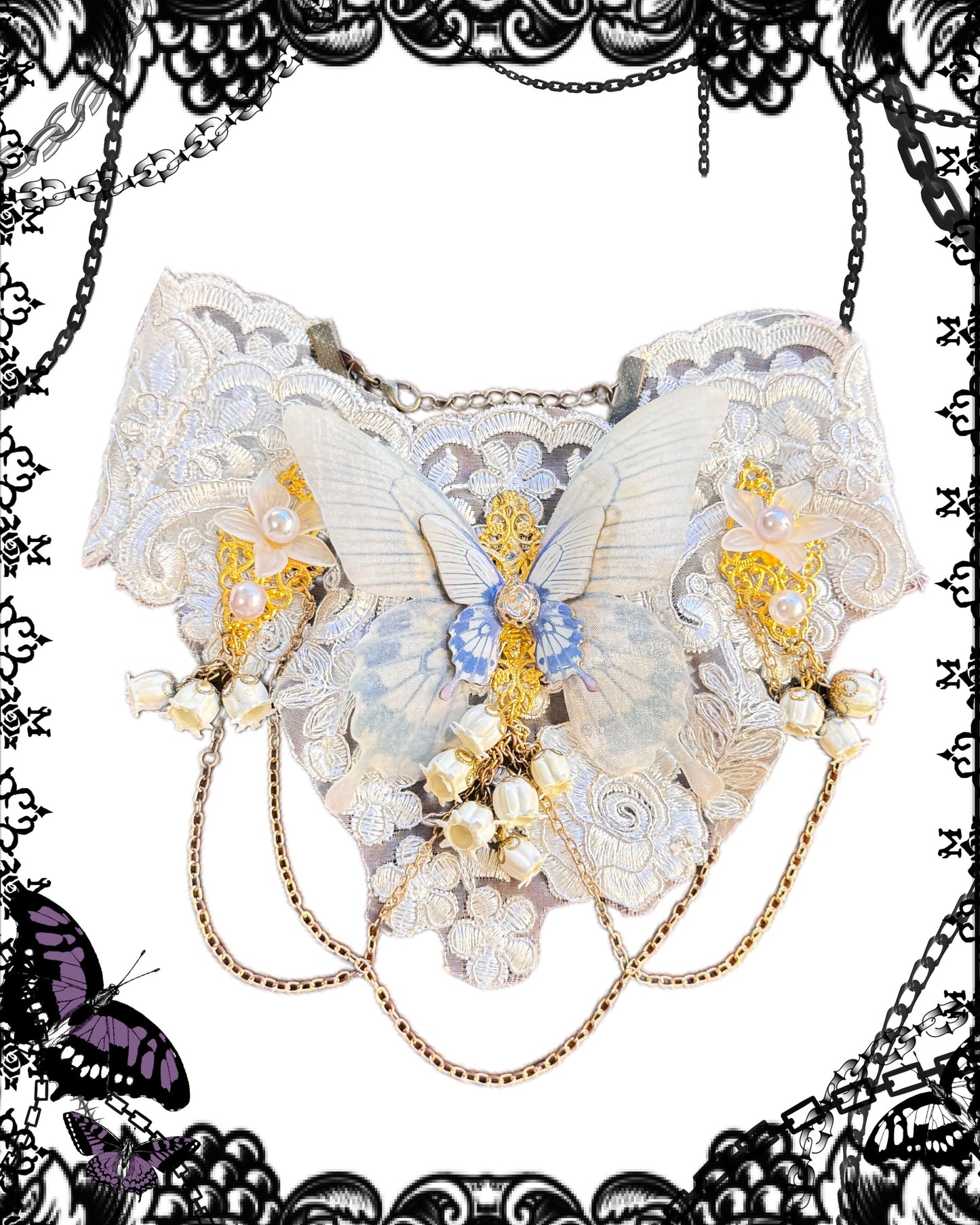 Atelier Beatrice Butterfly Embroidery Choker