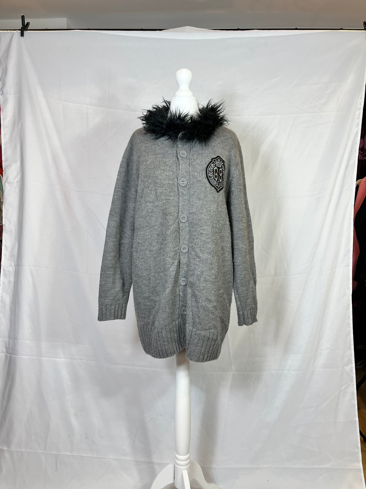 Algonquins Fur Collar Button Up Cardigan