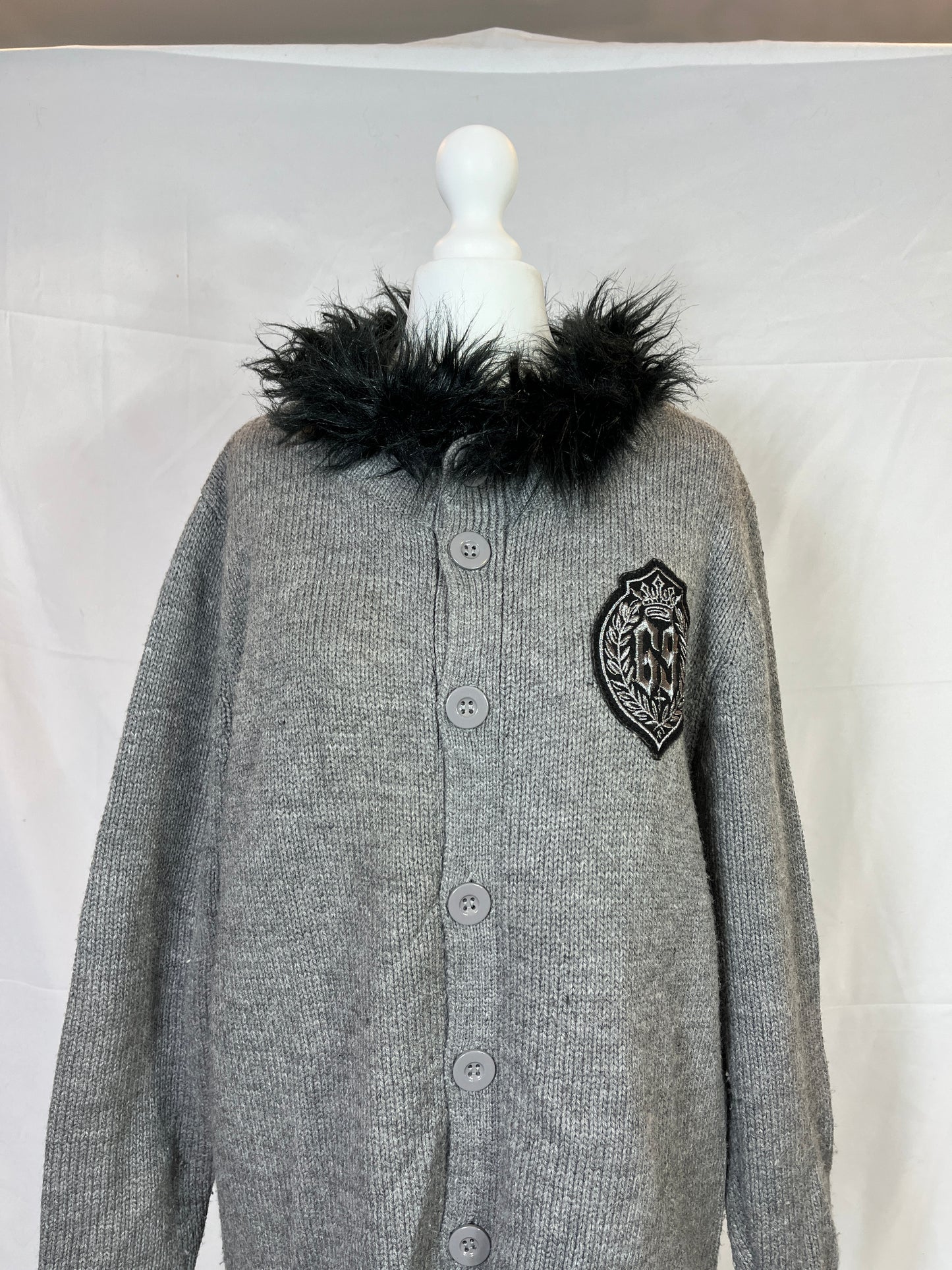 Algonquins Fur Collar Button Up Cardigan