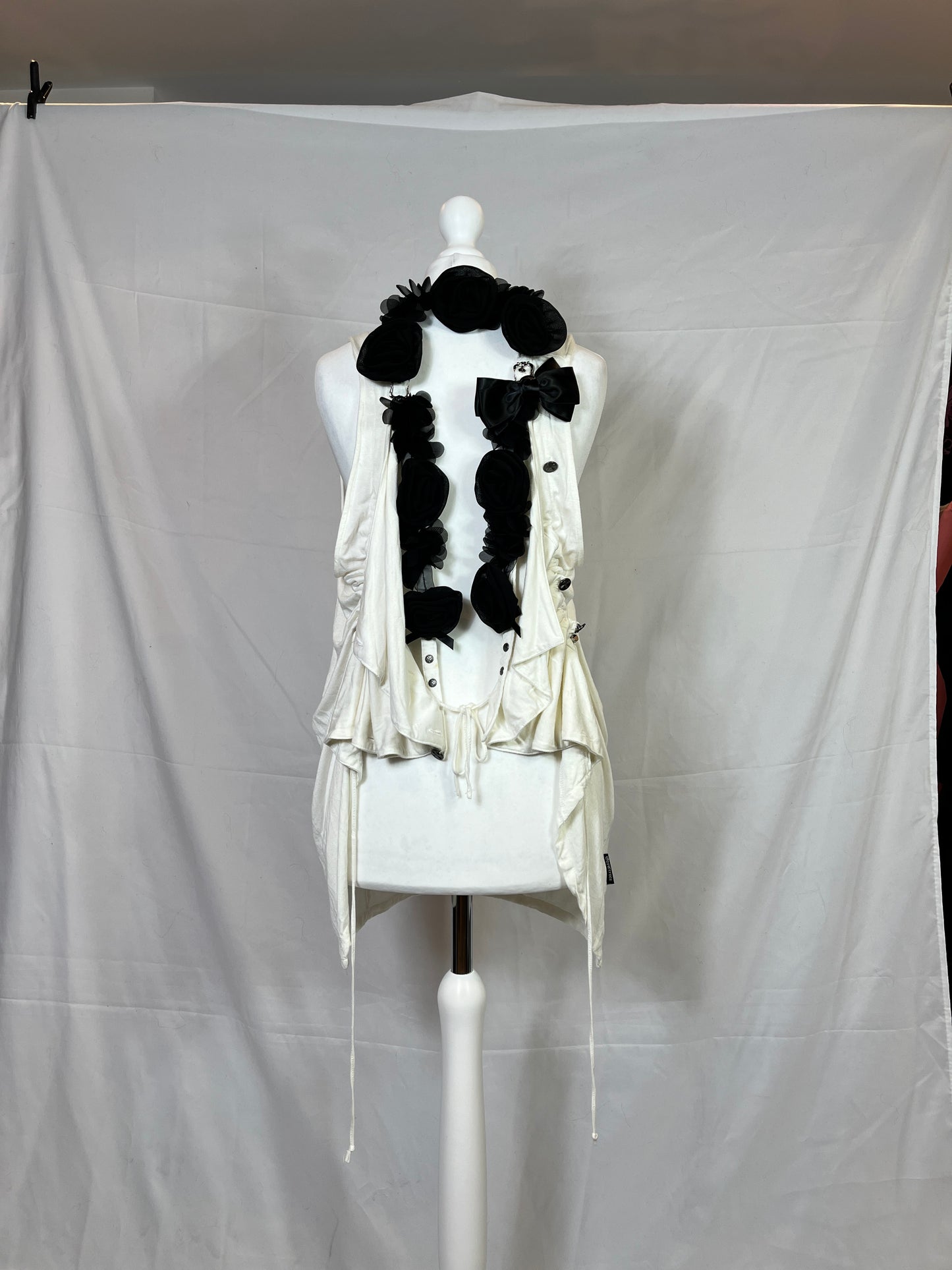OZZ Croce Rose Scarf Ruffle Vest