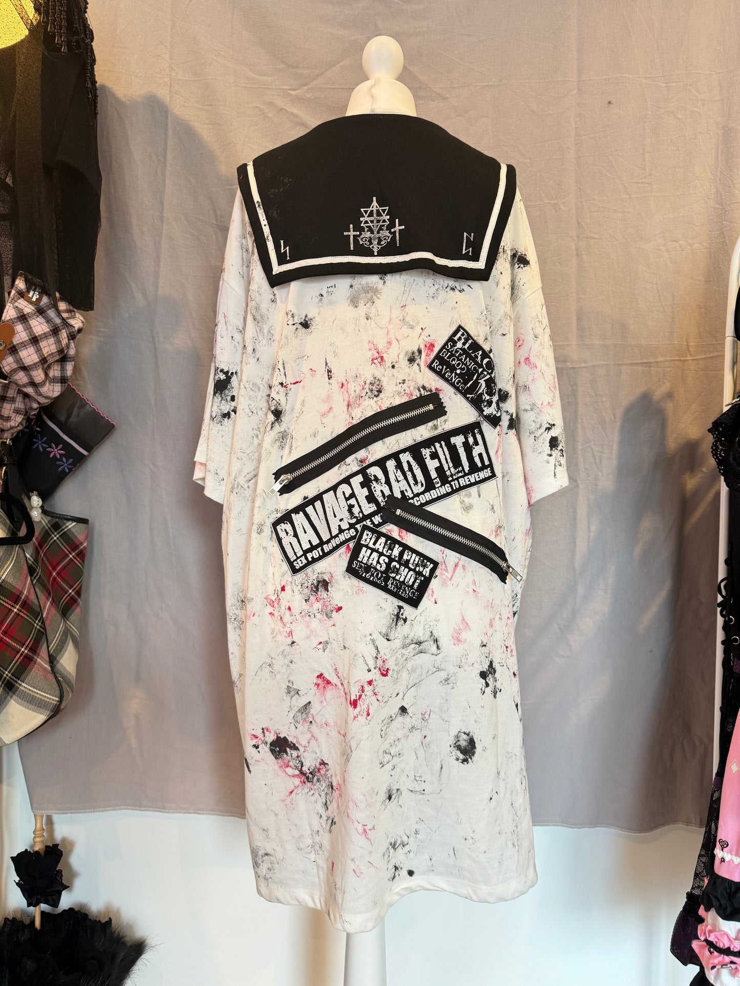 Sexpot Revenge Bunny Print Sailor Collar Oversize Dress