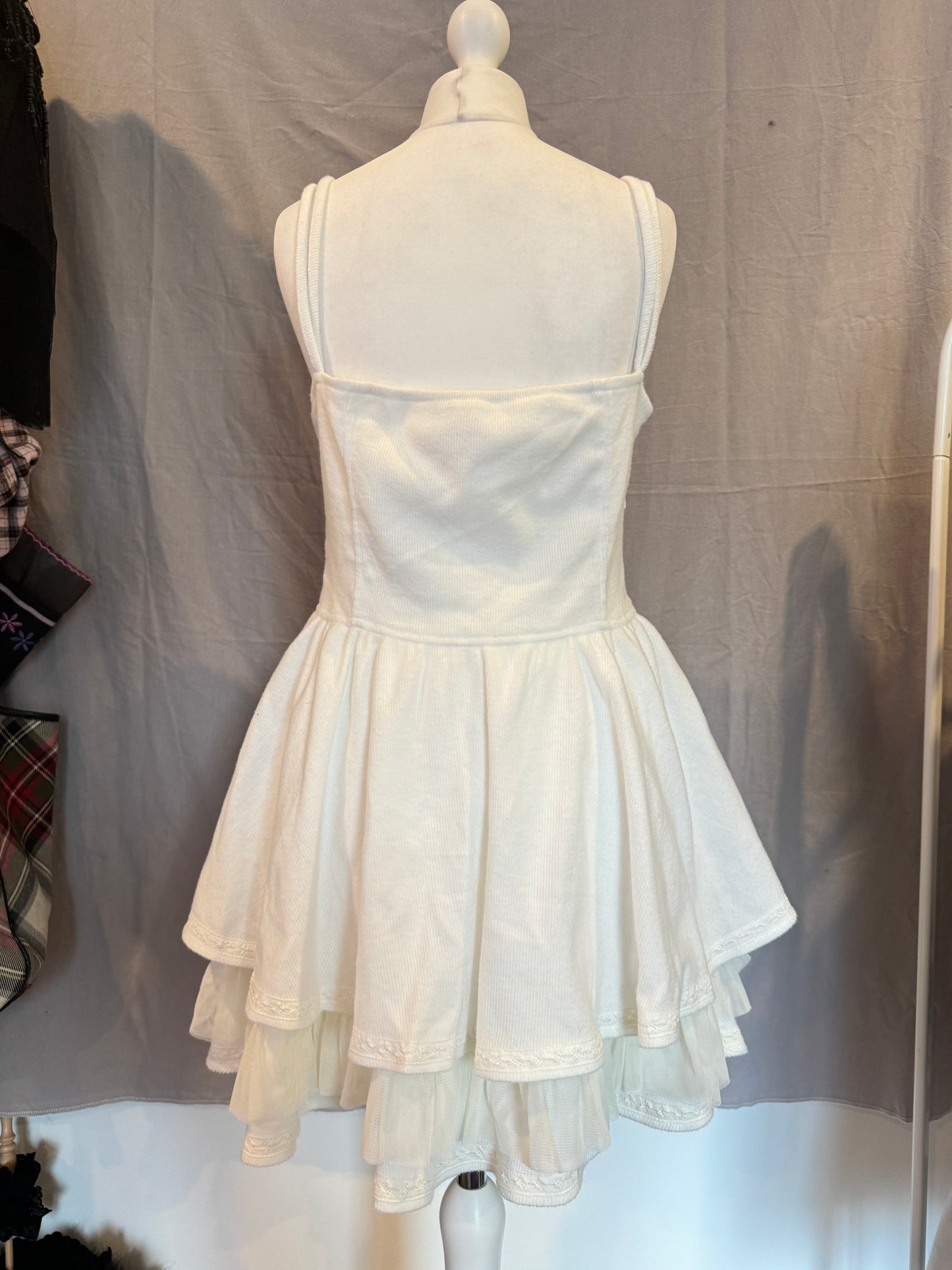 Bon21Hiz Fleece Ruffle Tank Top Dress