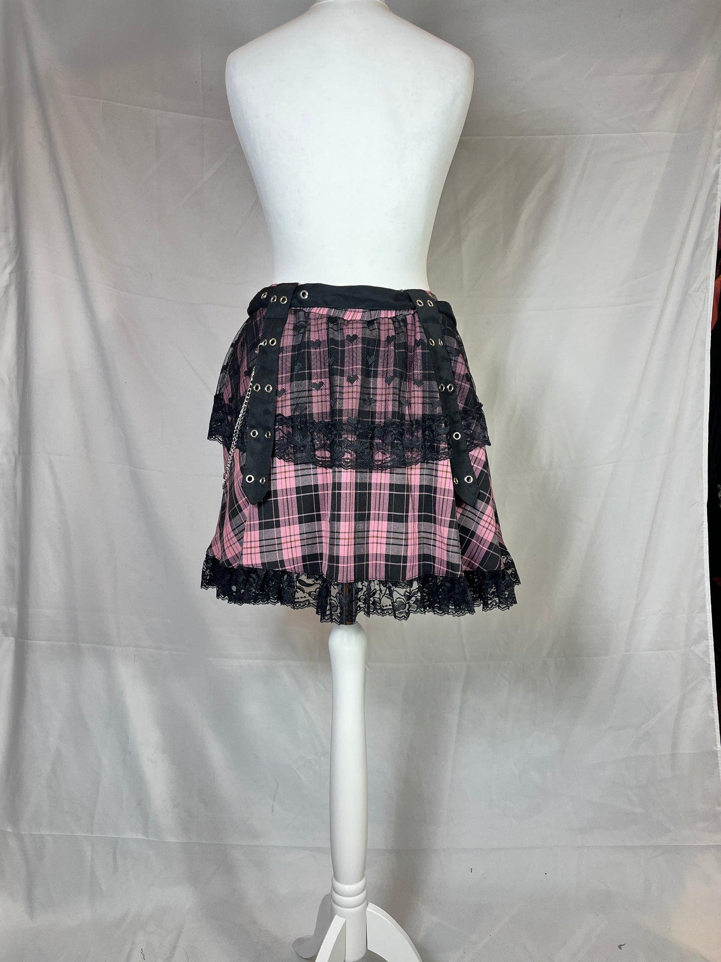ACDC RAG Heart Lace Plaid Skirt