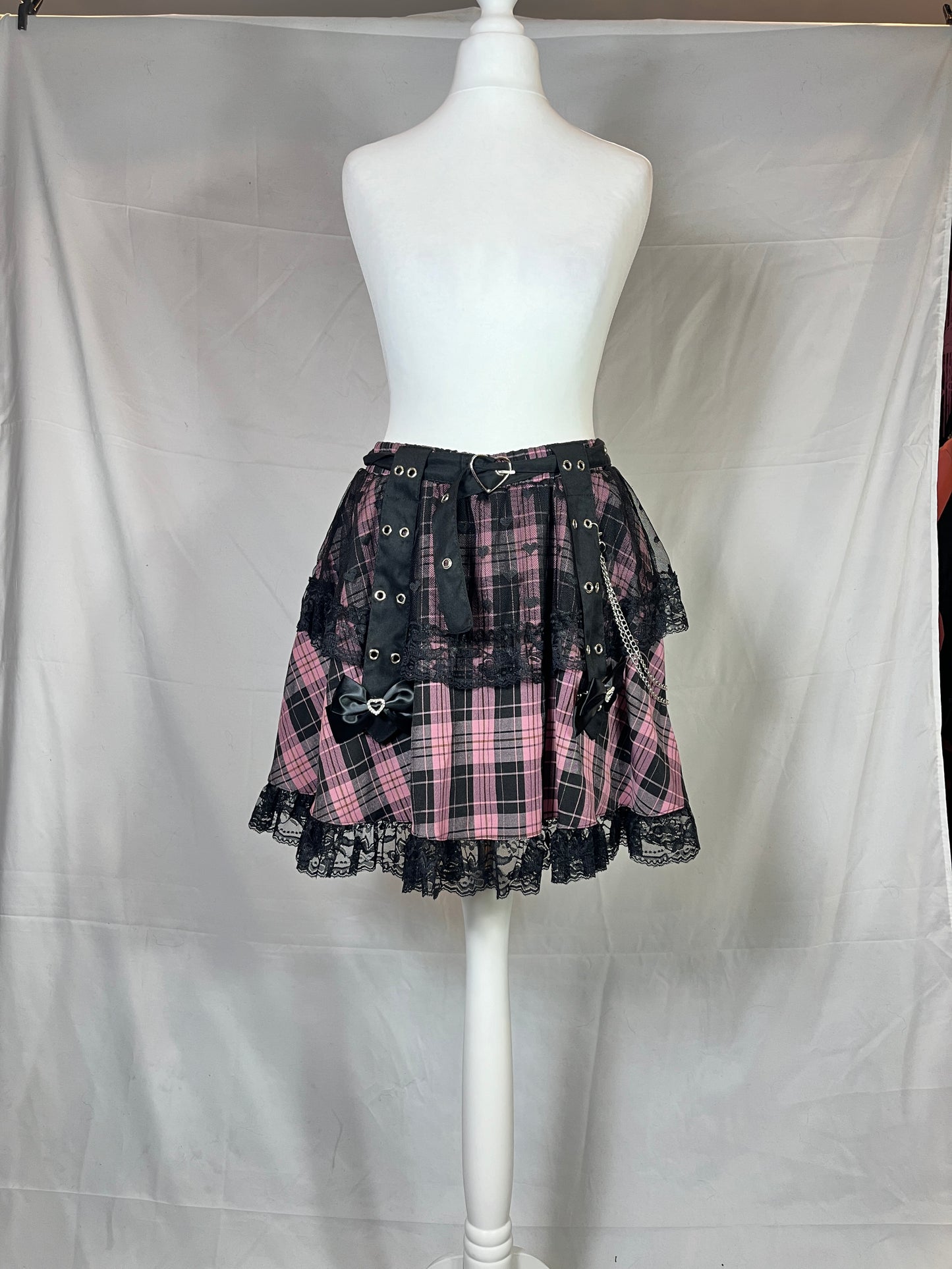 ACDC RAG Heart Lace Plaid Skirt