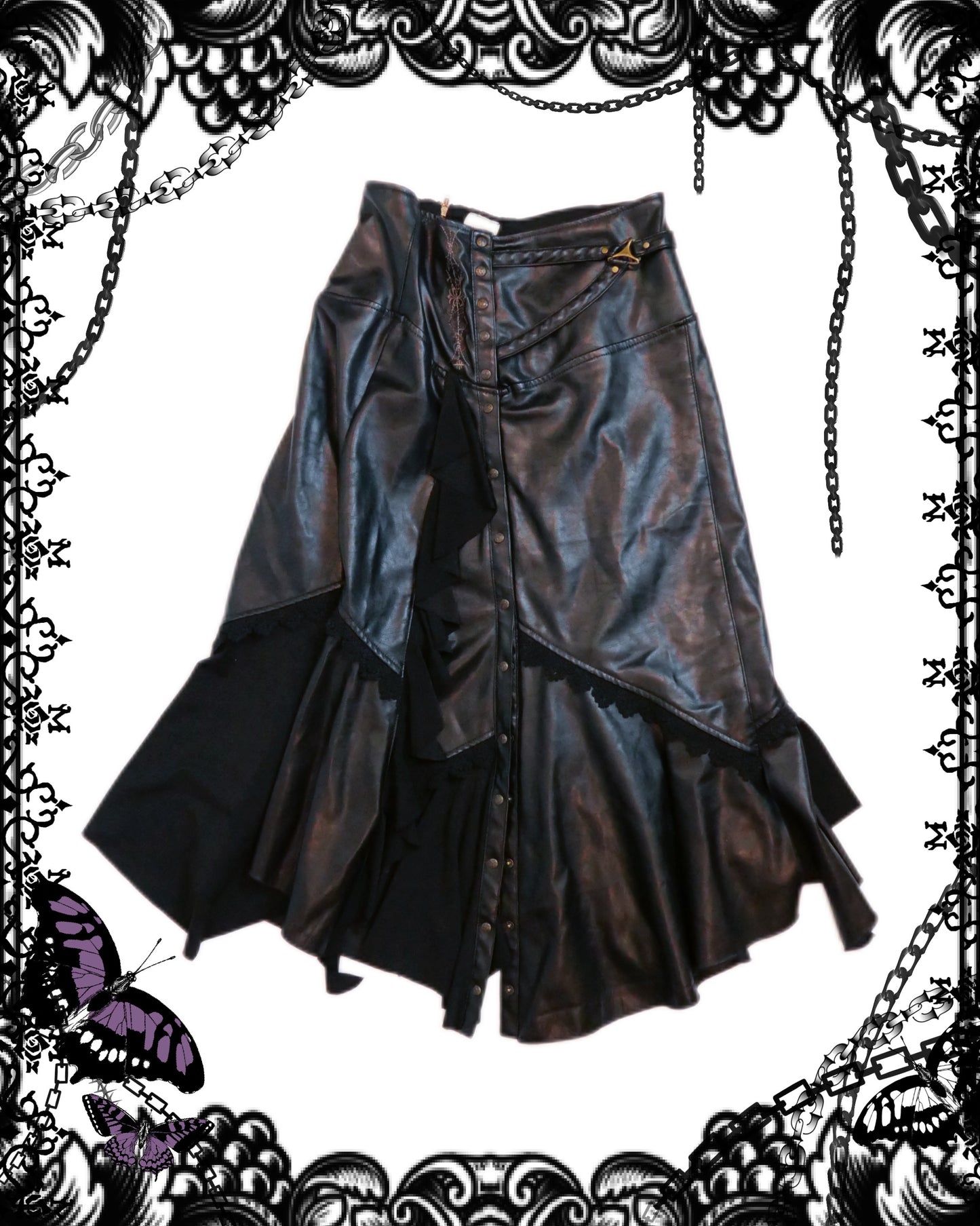 OZZ ON Rozen Kavalier Leather Midi Skirt