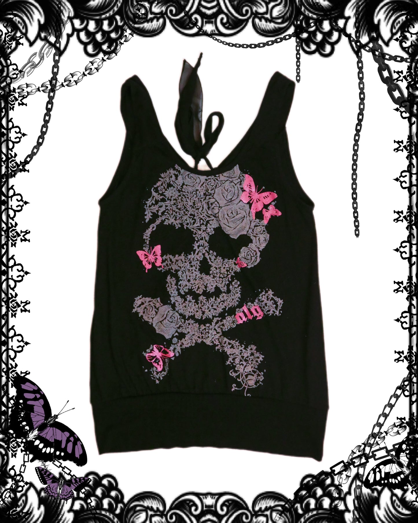 Algonquins Floral Skull Print Tank Top