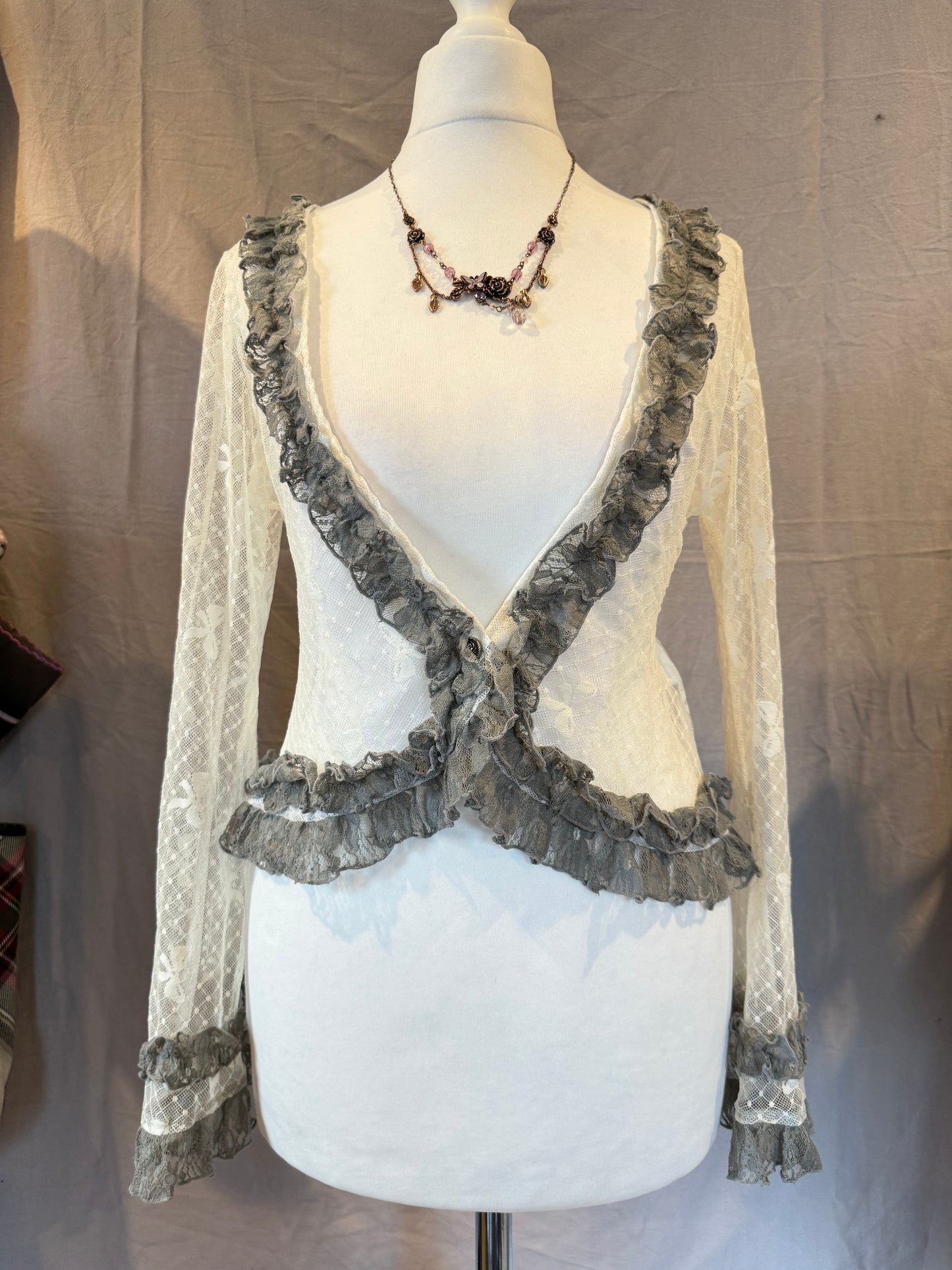 Gramm Mesh Ruffle Blouse