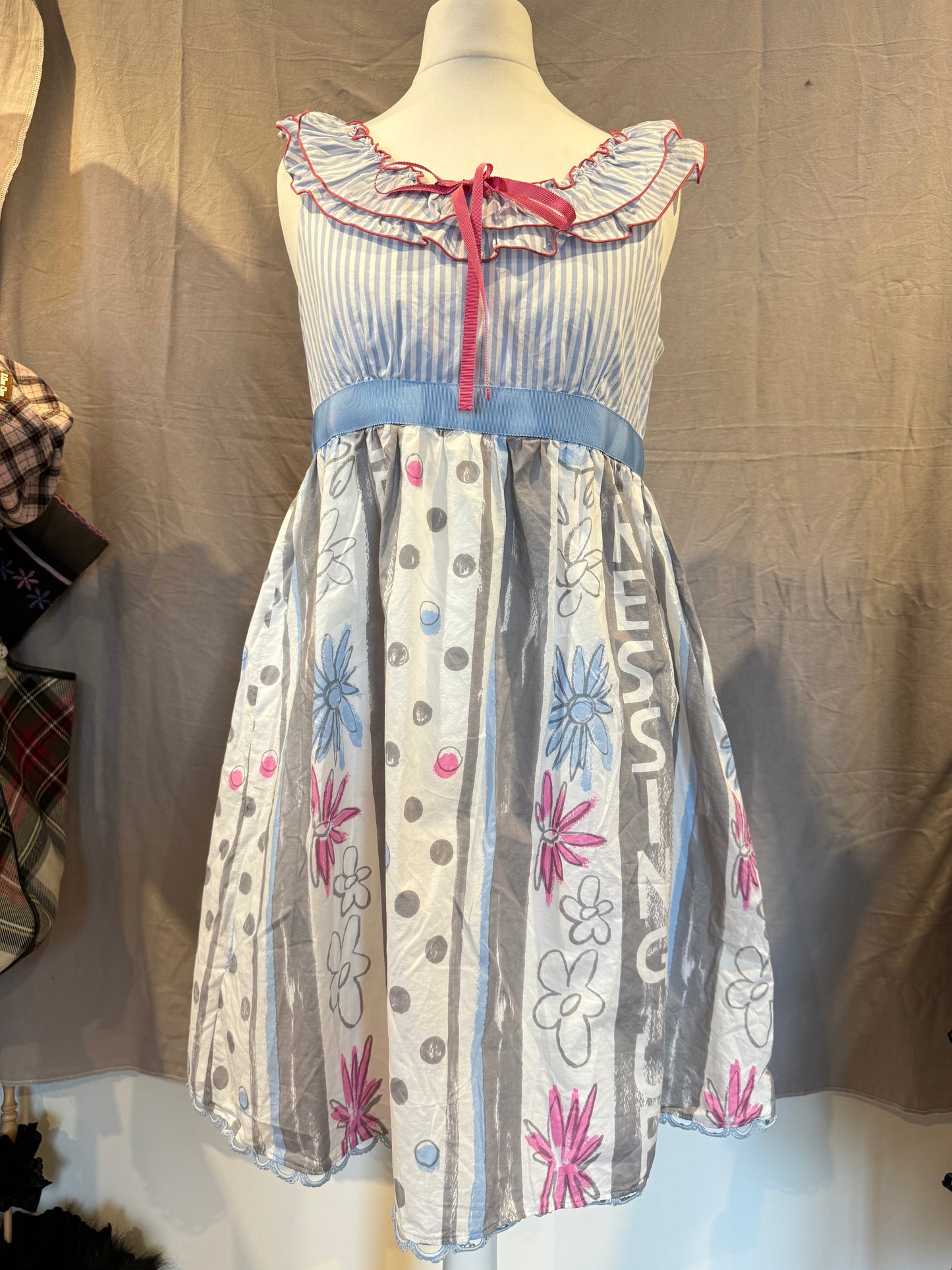 Milk Stripe Floral Print Tank Top Dress