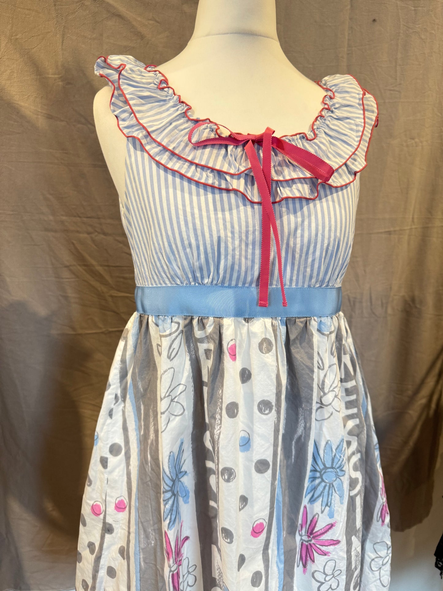 Milk Stripe Floral Print Tank Top Dress