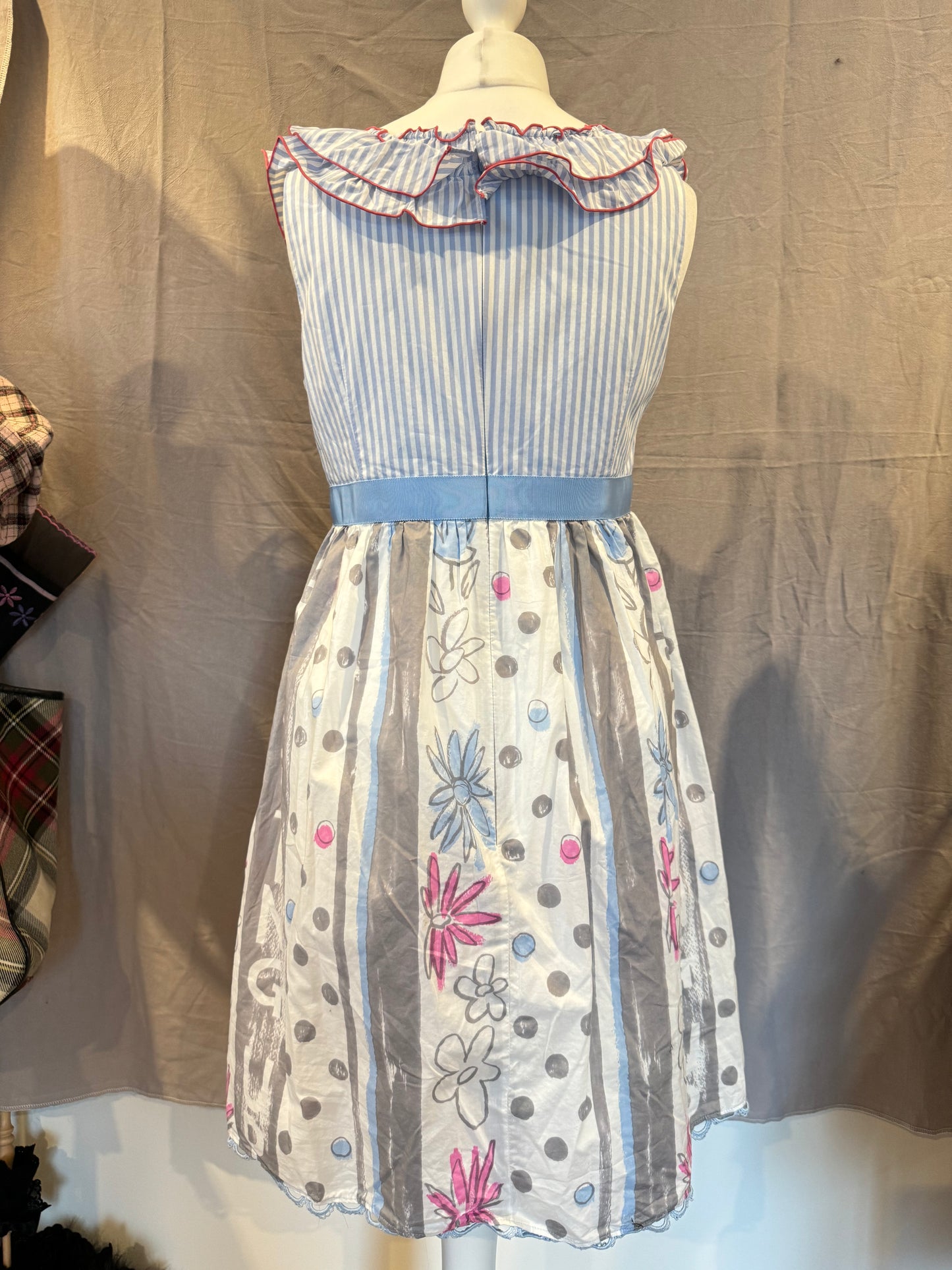Milk Stripe Floral Print Tank Top Dress