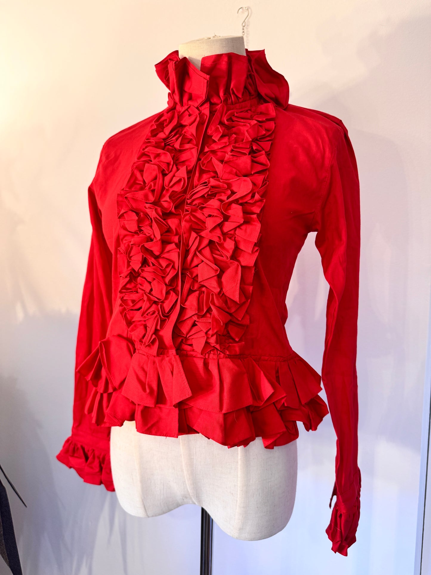 Sexy Dynamite Red Ruffle Button-Up