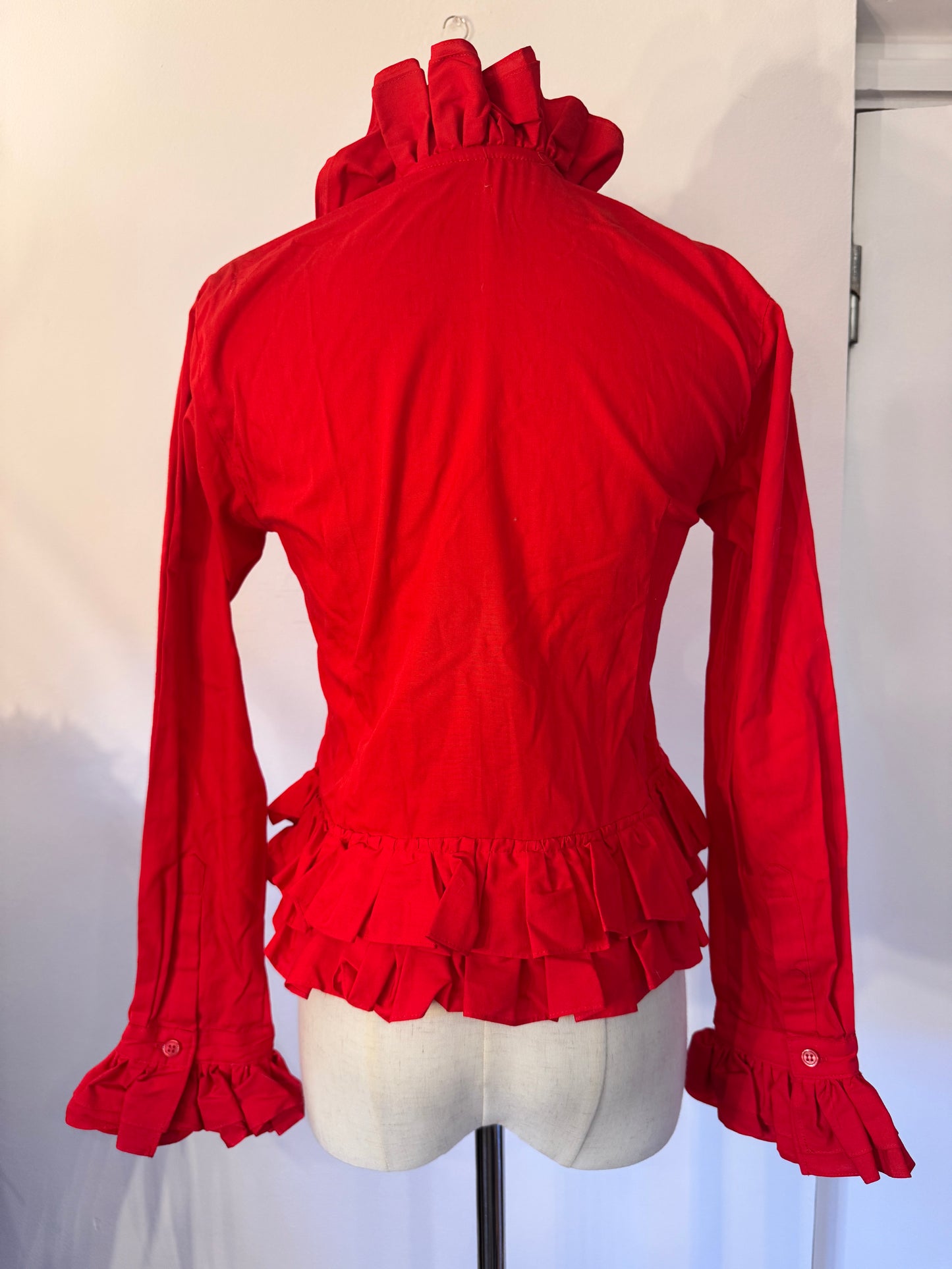 Sexy Dynamite Red Ruffle Button-Up