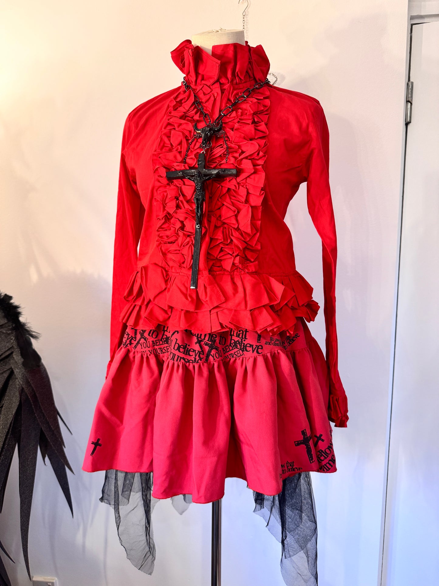 Sexy Dynamite Red Ruffle Button-Up