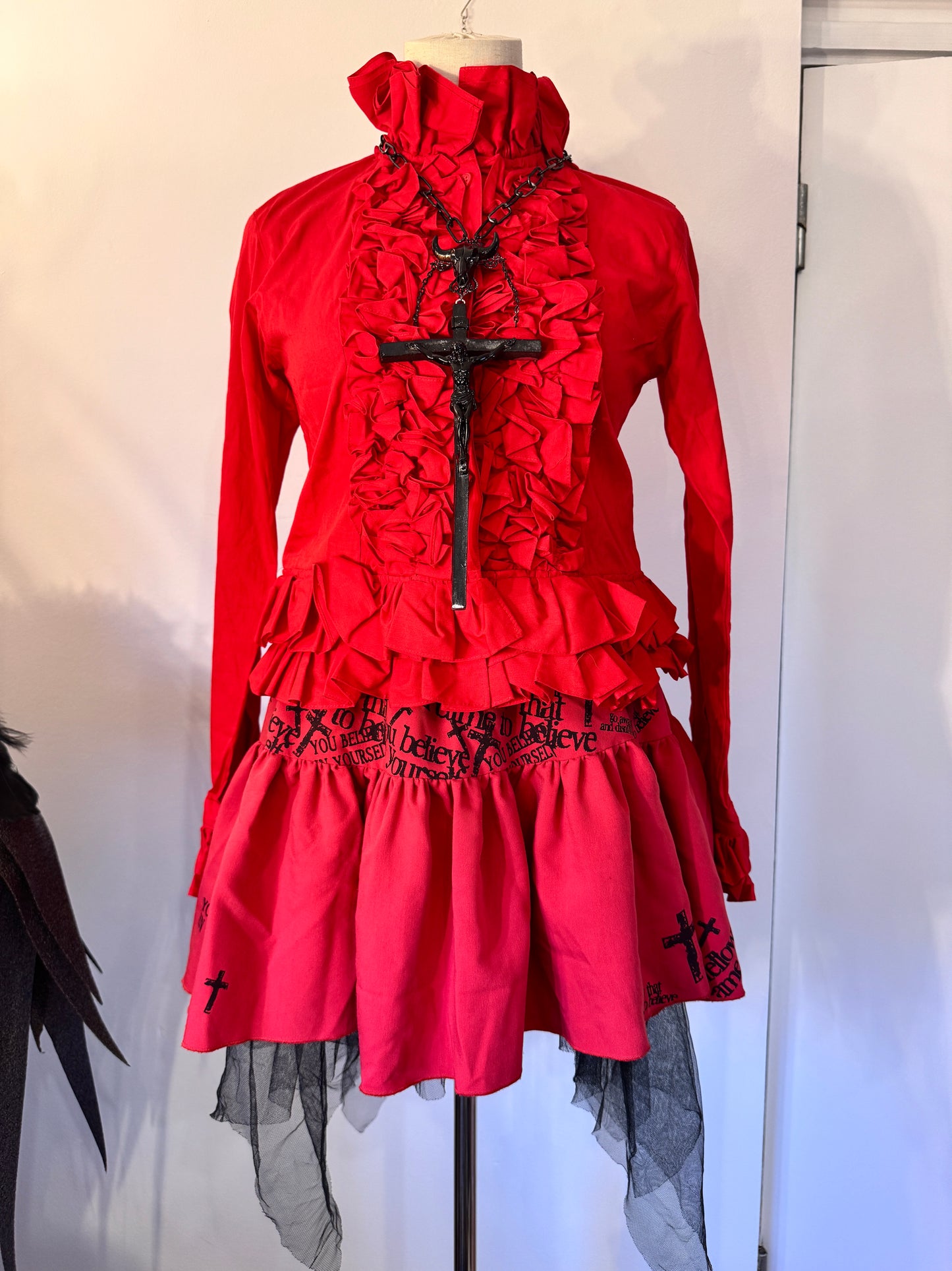 Sexy Dynamite Red Ruffle Button-Up