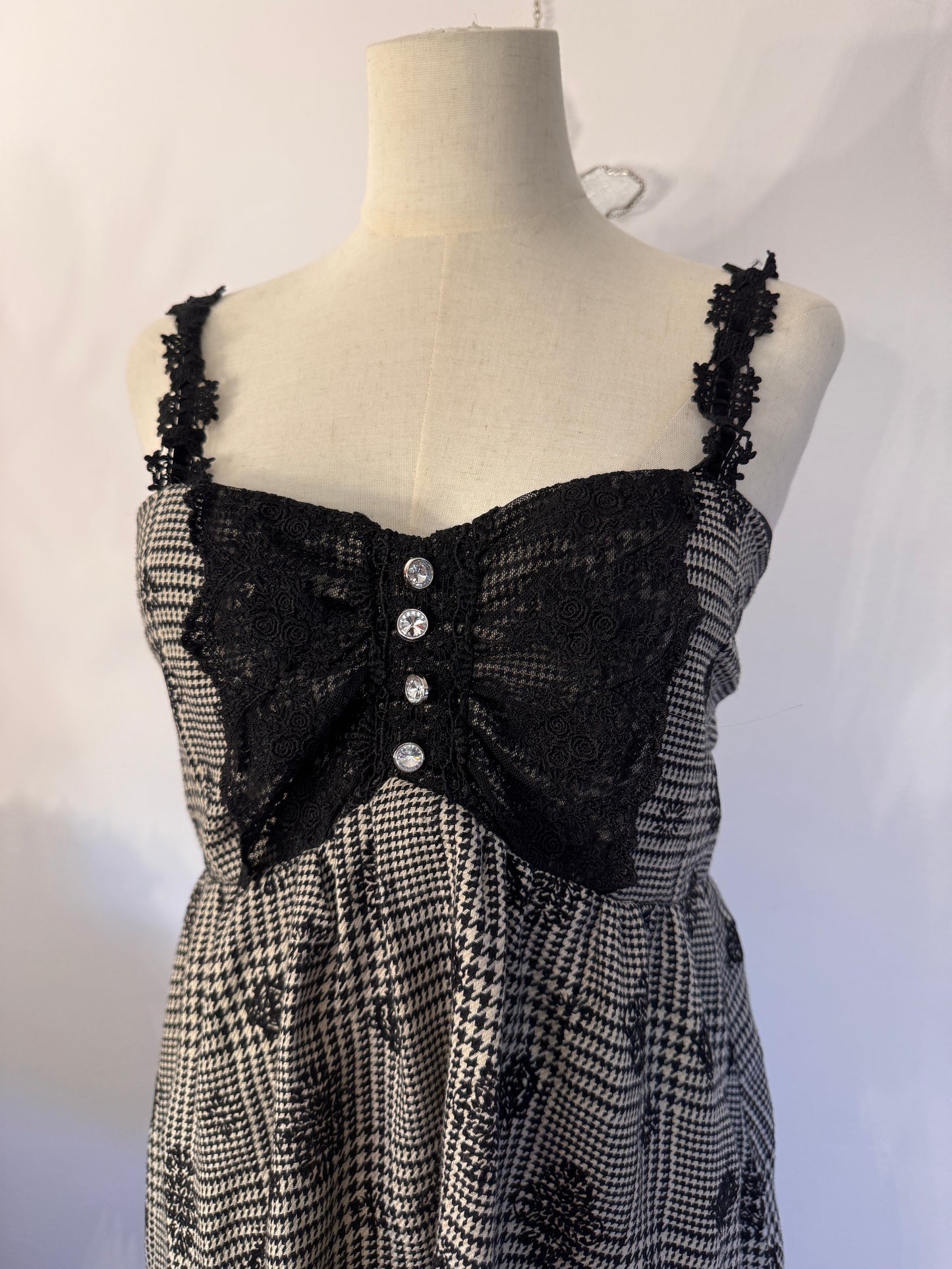 Axes Femme Plaid Lace Tank Top Dress