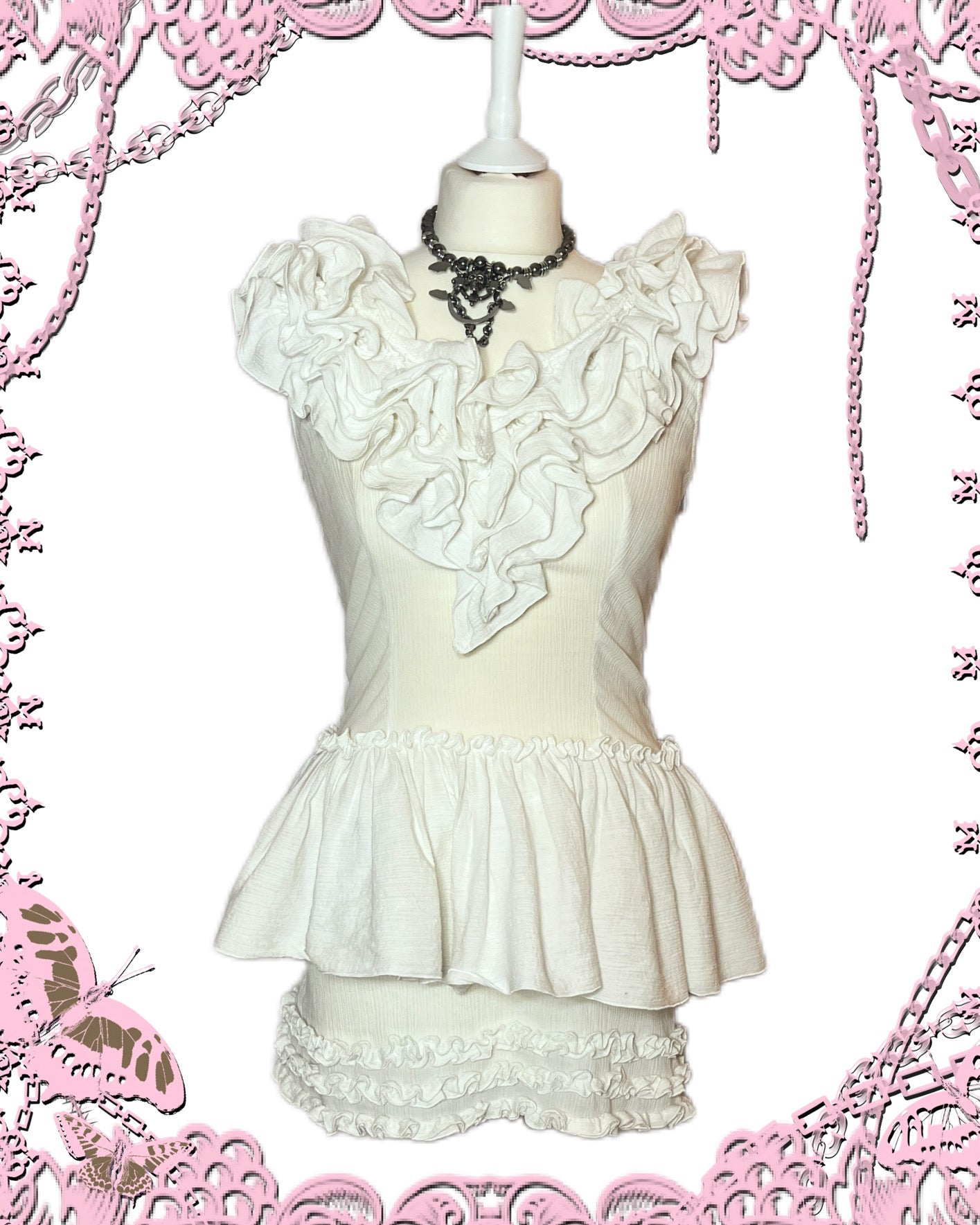 Anna Sui Dolly Girl Ruffle White Dress