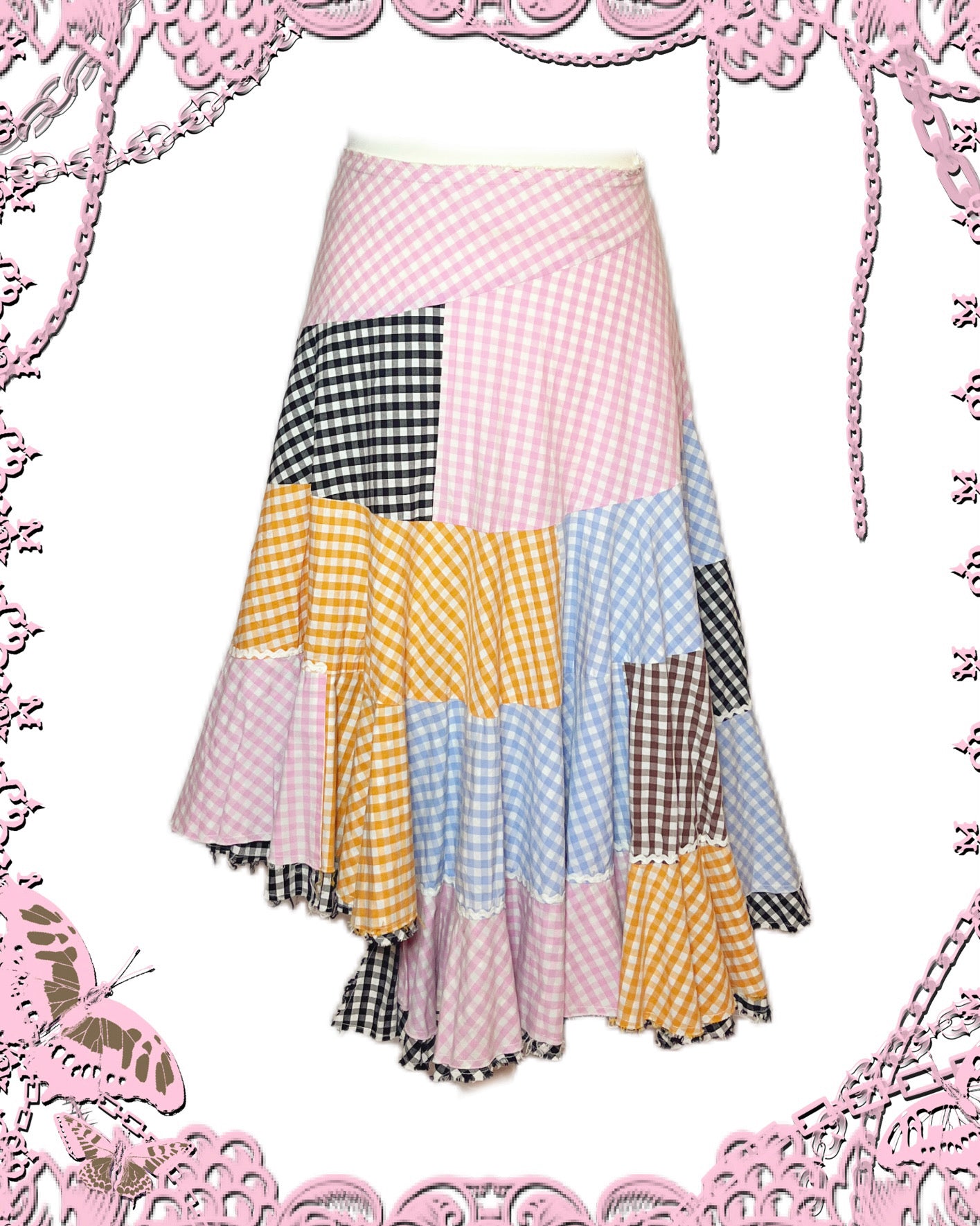 Comme des Garcons Plaid Patch Midi Skirt