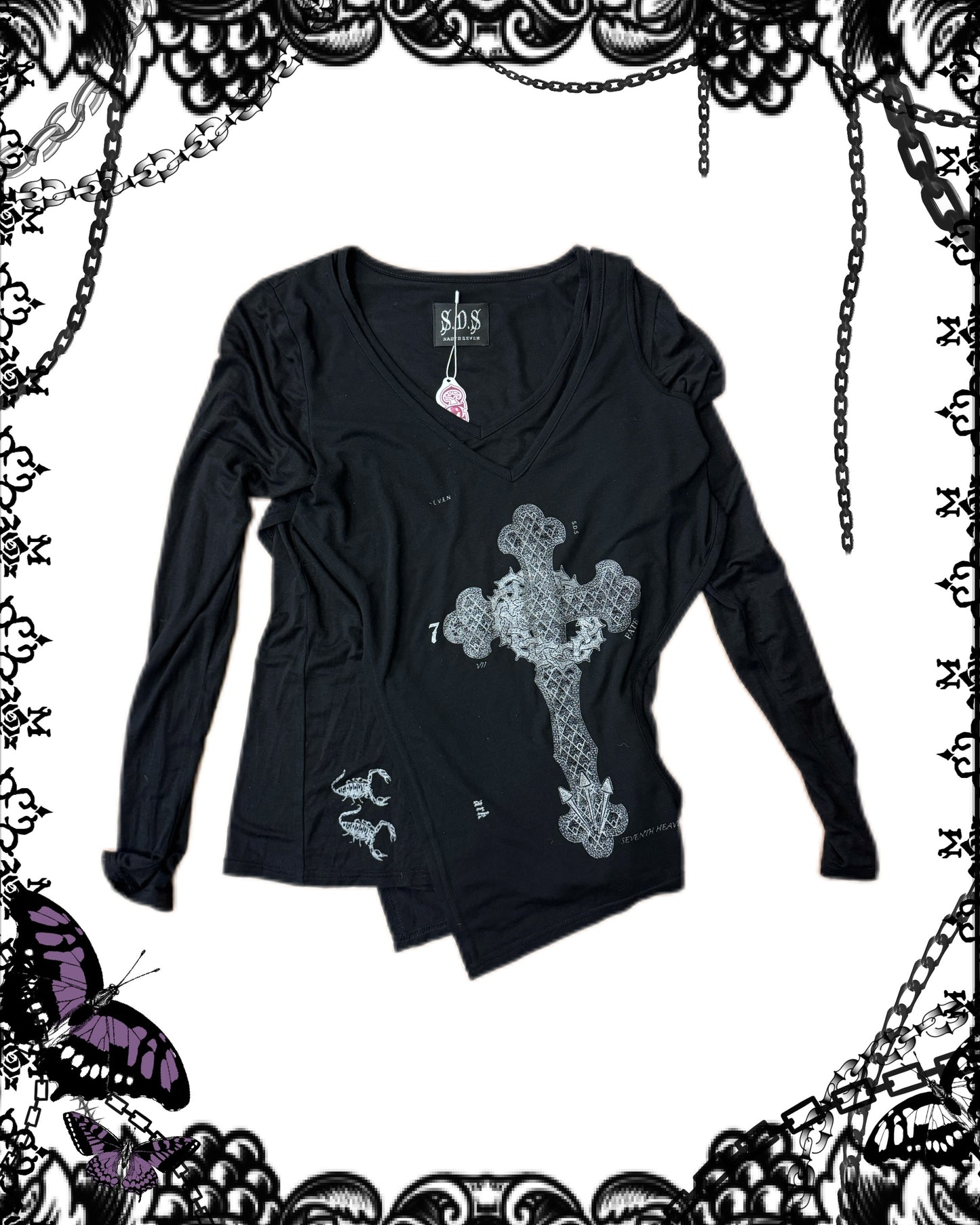 OZZ ON 2-Layers Cross Print Top