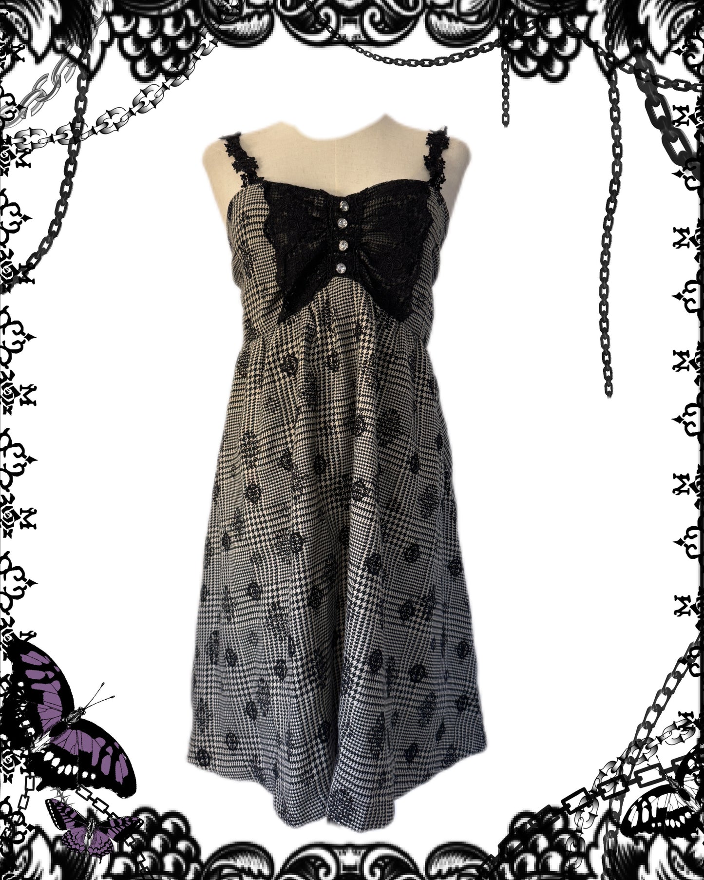 Axes Femme Plaid Lace Tank Top Dress