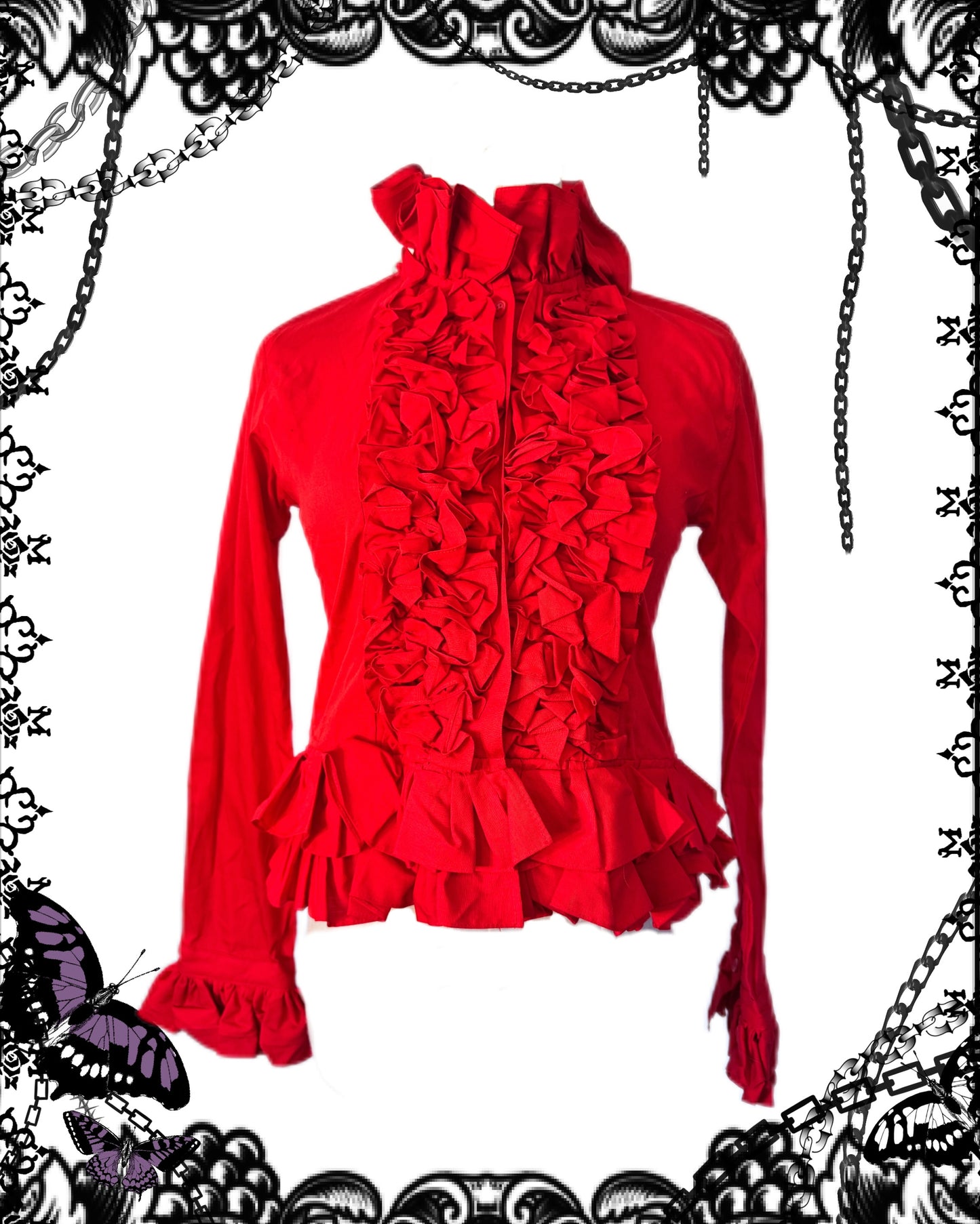 Sexy Dynamite Red Ruffle Button-Up