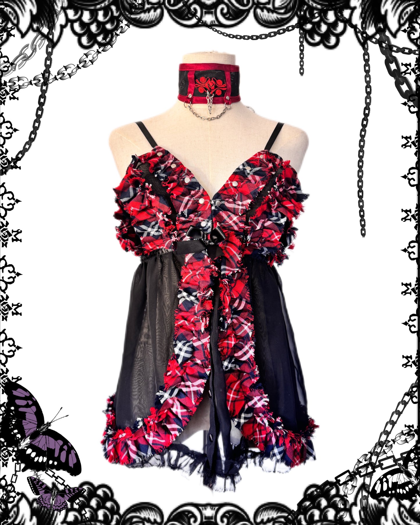 Sexpot Revenge Plaid Mesh Tank Top