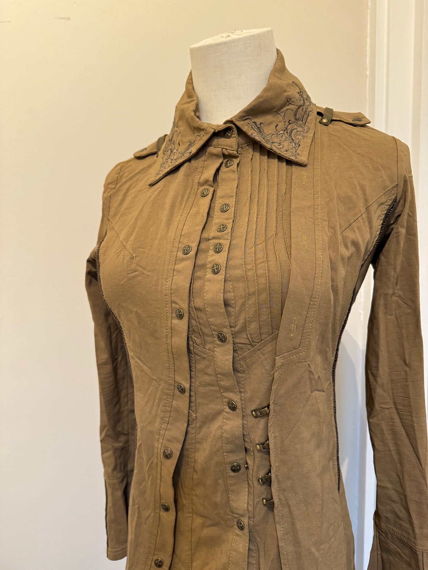 OZZ ON Multi-Layers Brown Shirt Dress