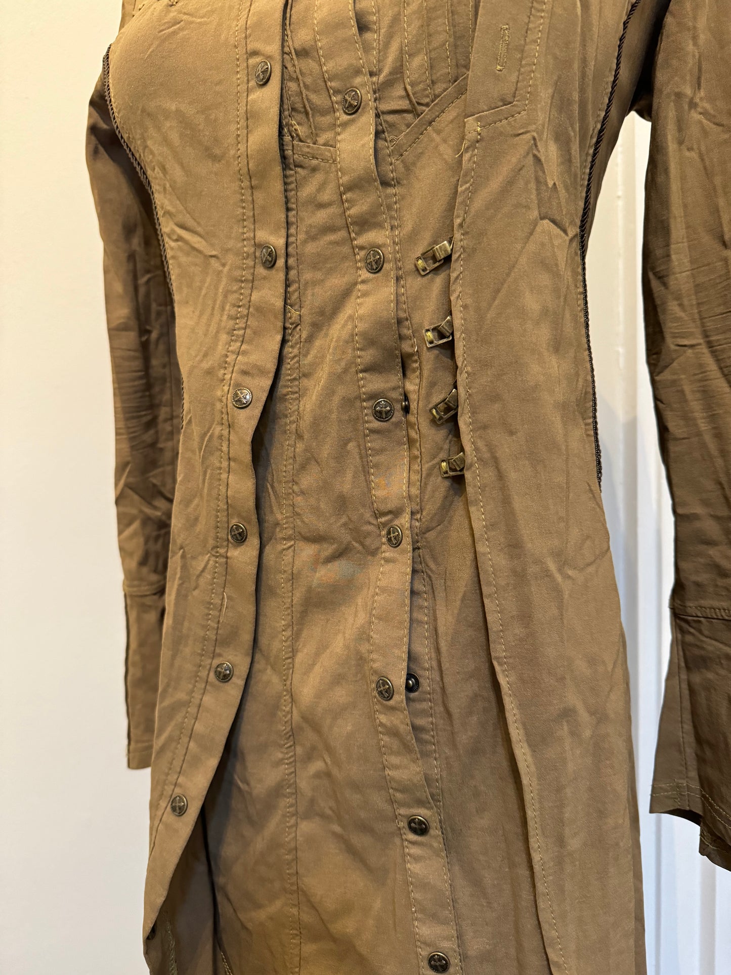 OZZ ON Multi-Layers Brown Shirt Dress