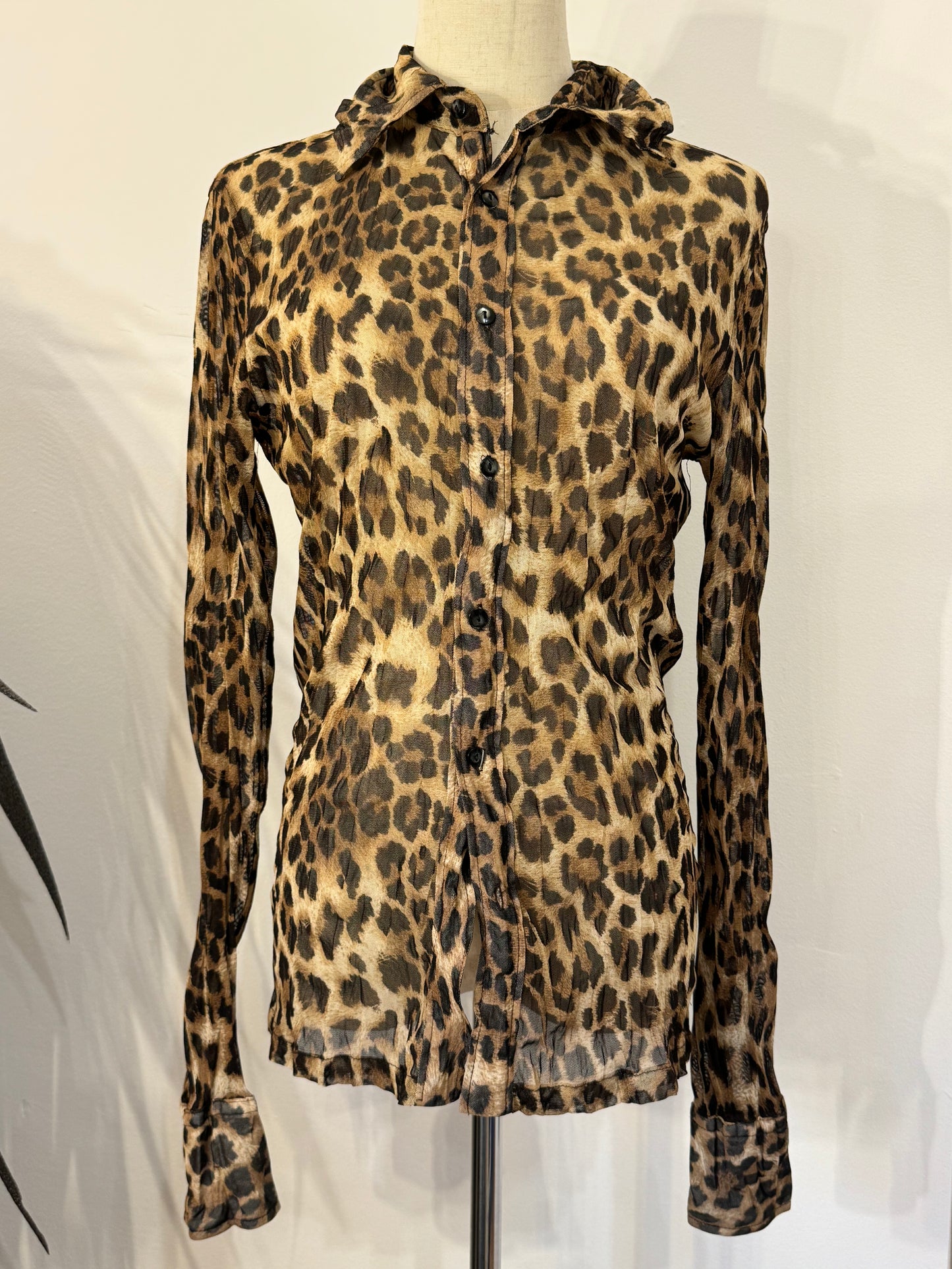 Leopard Print Mesh Shirt