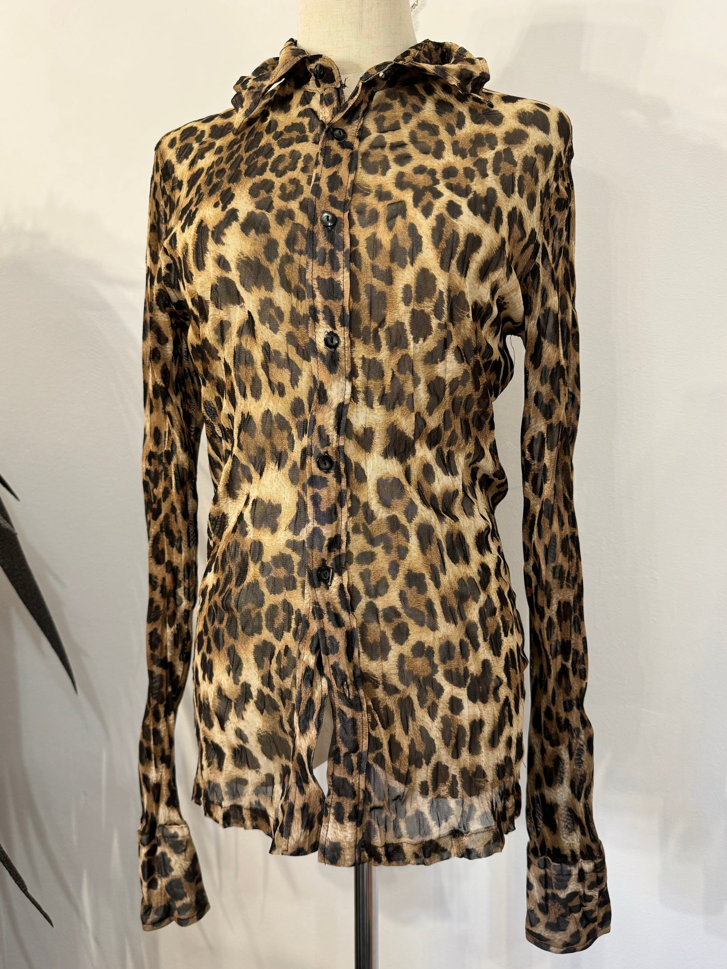 Leopard Print Mesh Shirt