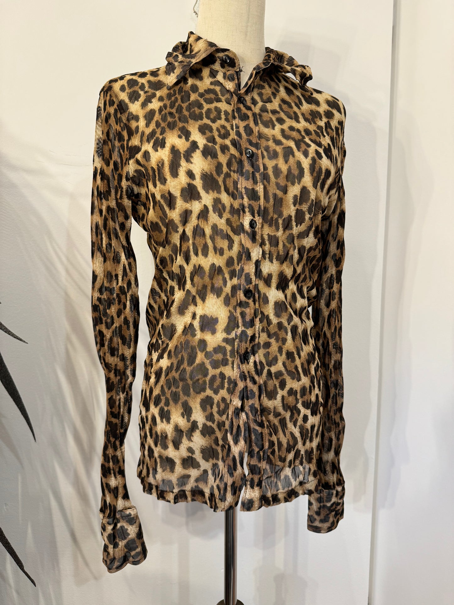 Leopard Print Mesh Shirt