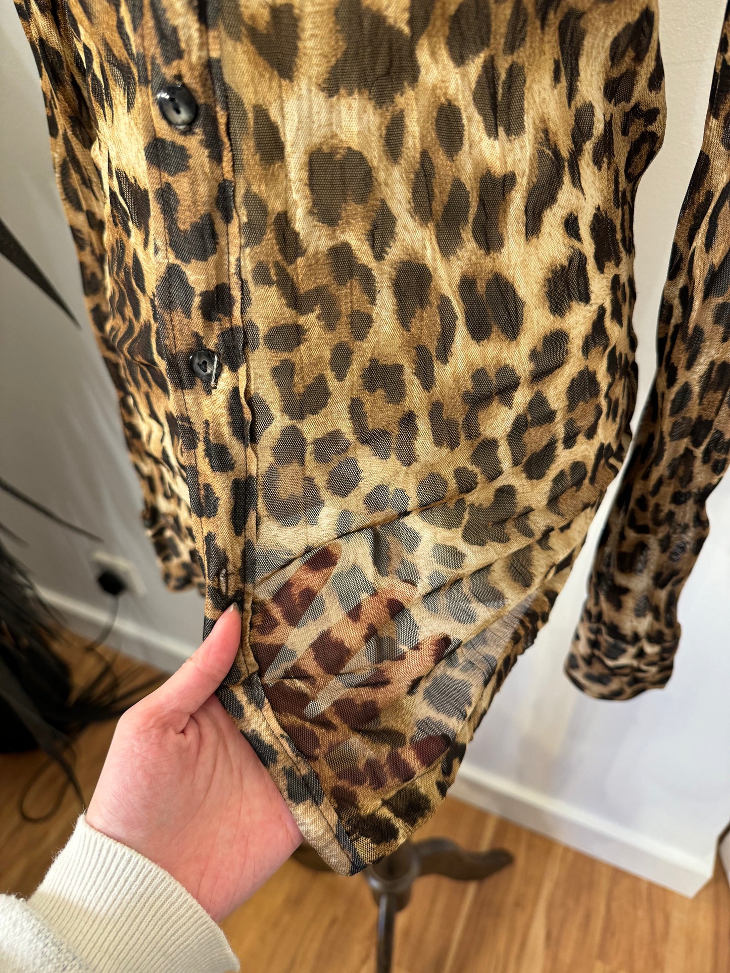 Leopard Print Mesh Shirt