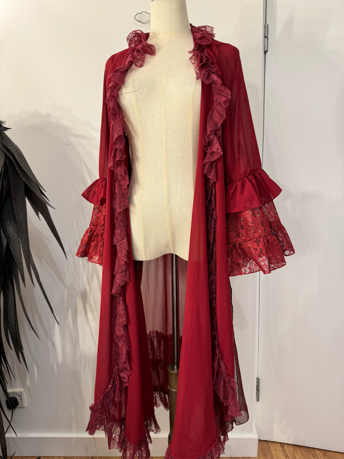 MR Corset Red Ruffle Long Blouse
