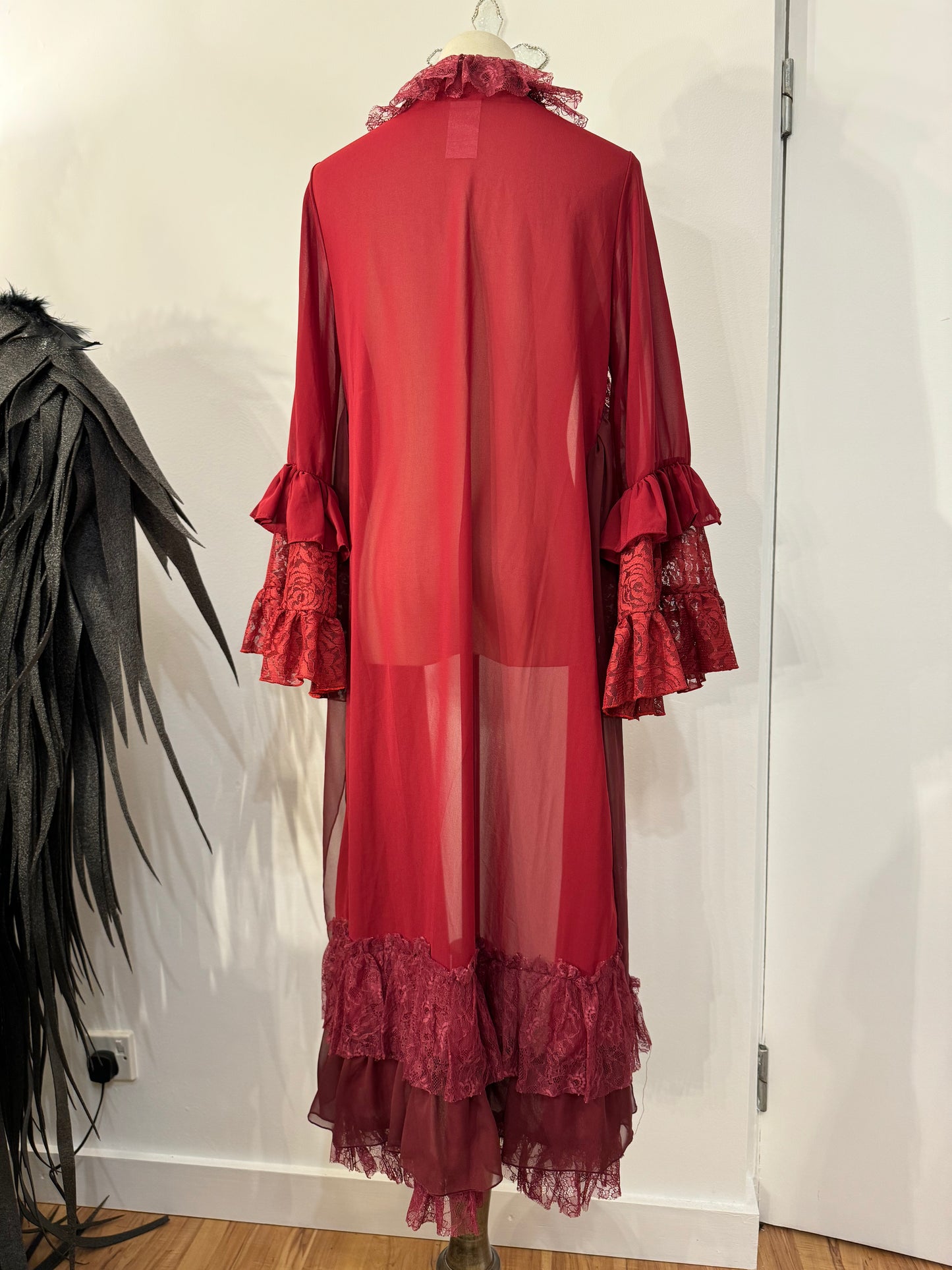 MR Corset Red Ruffle Long Blouse