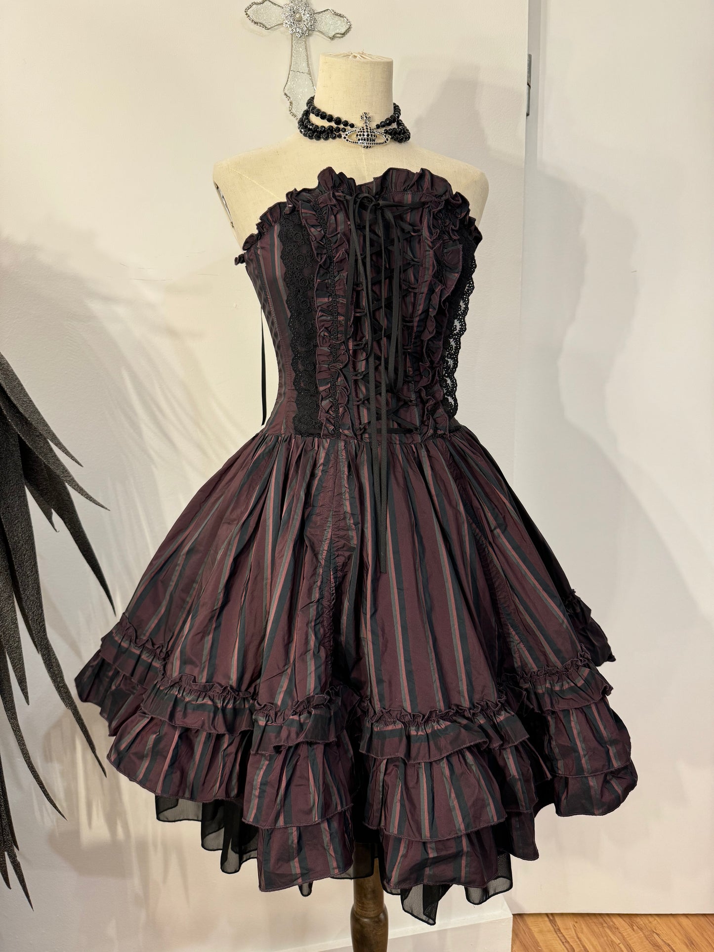 Atelier Pierrot Stripe Lace-Up Dress