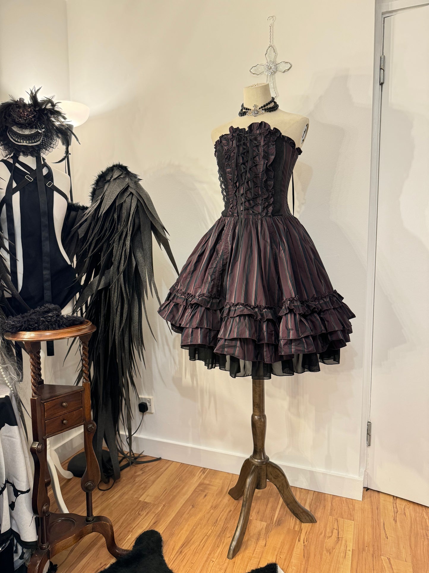 Atelier Pierrot Stripe Lace-Up Dress
