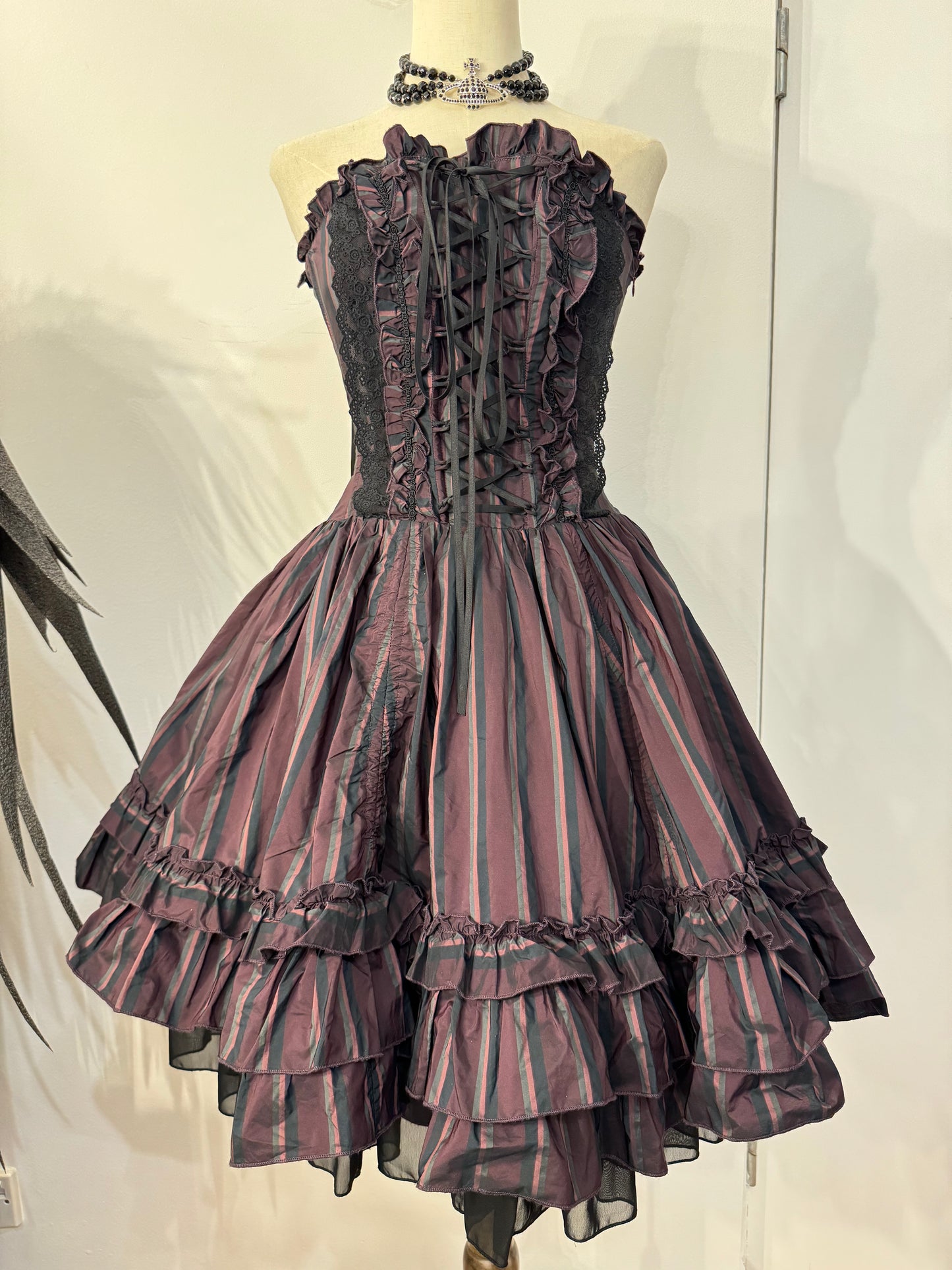 Atelier Pierrot Stripe Lace-Up Dress