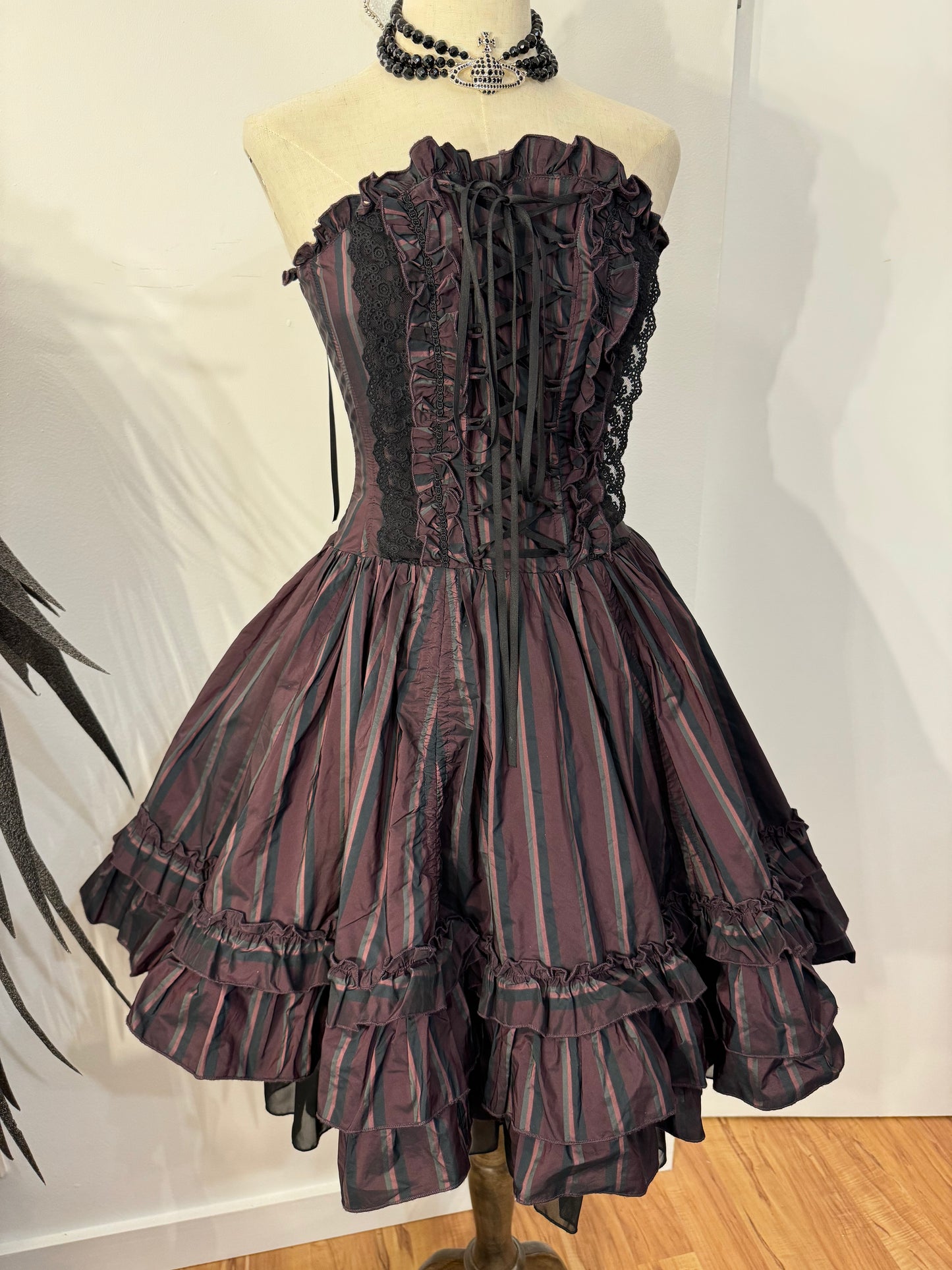 Atelier Pierrot Stripe Lace-Up Dress