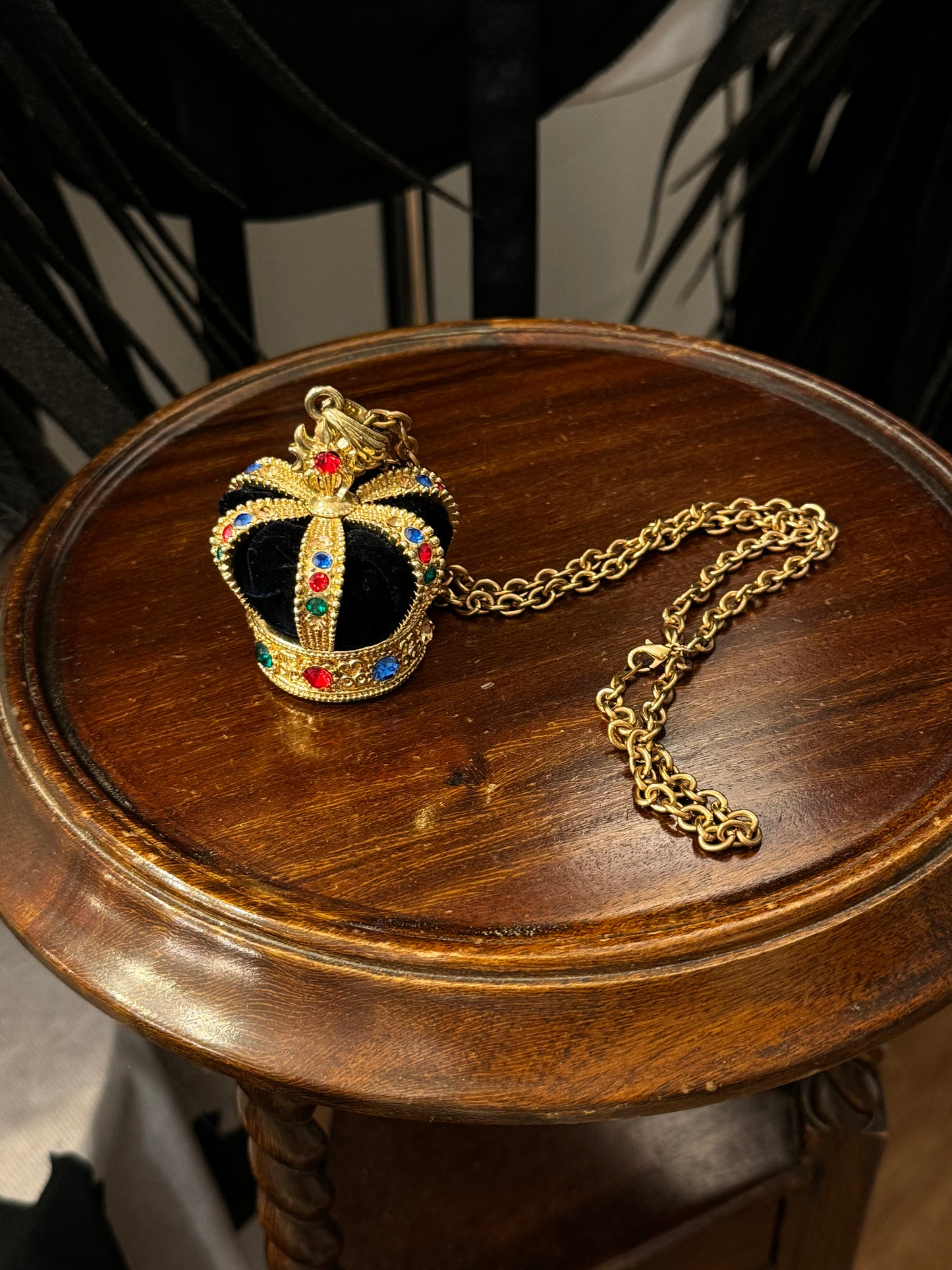 Black Peace Now Crown Pendant Jewel Necklace
