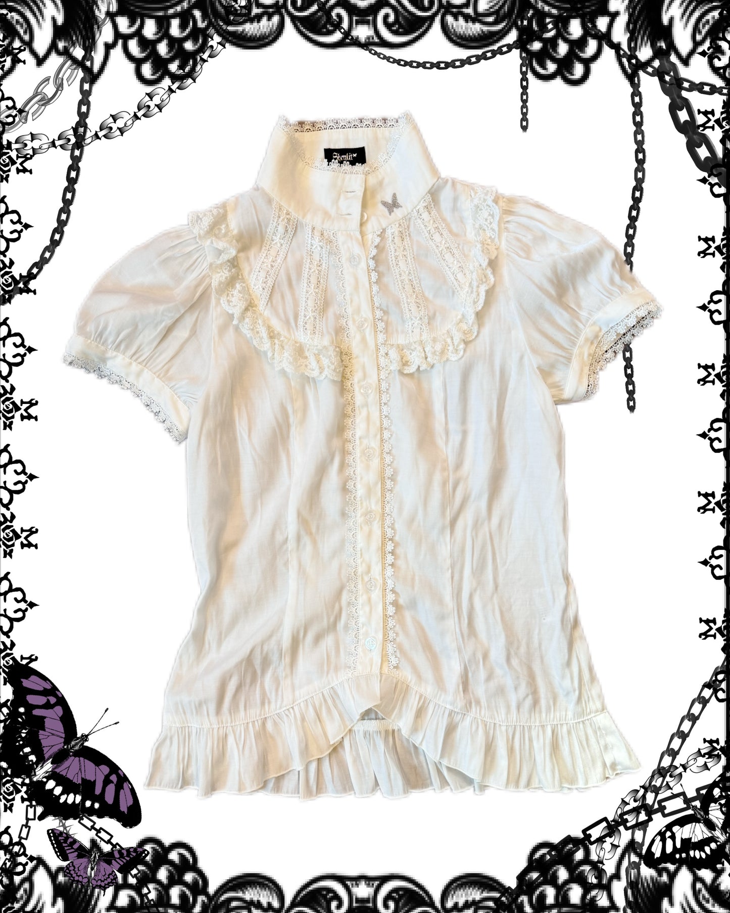 Sheglit Ruffle Short-Sleeves Button Up