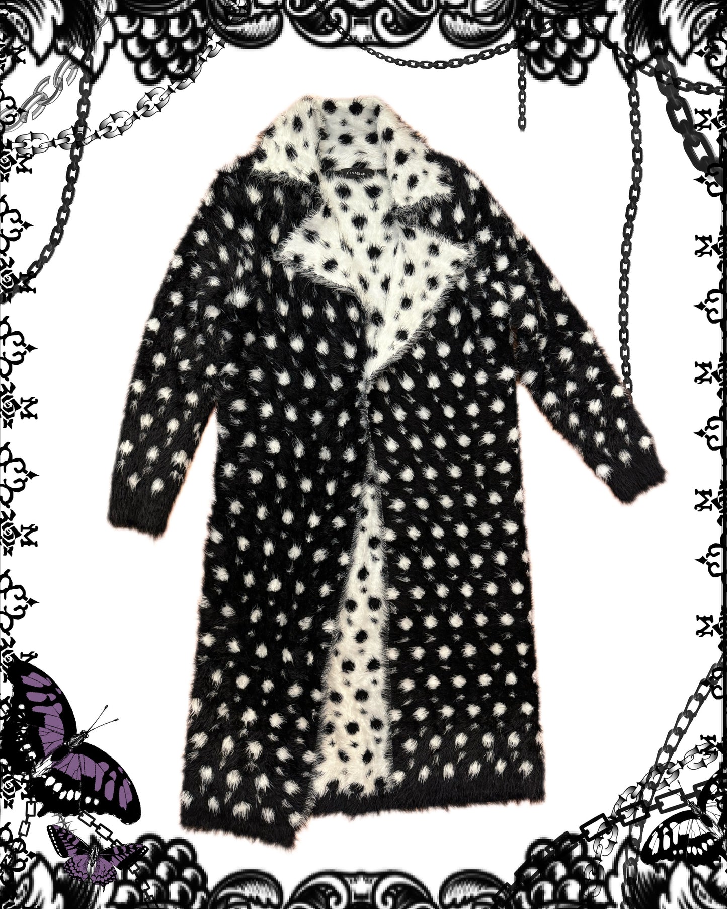Civarize Dot Print Fur Coat