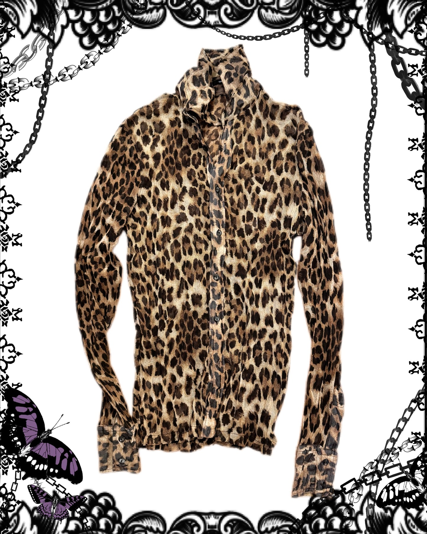 Leopard Print Mesh Shirt