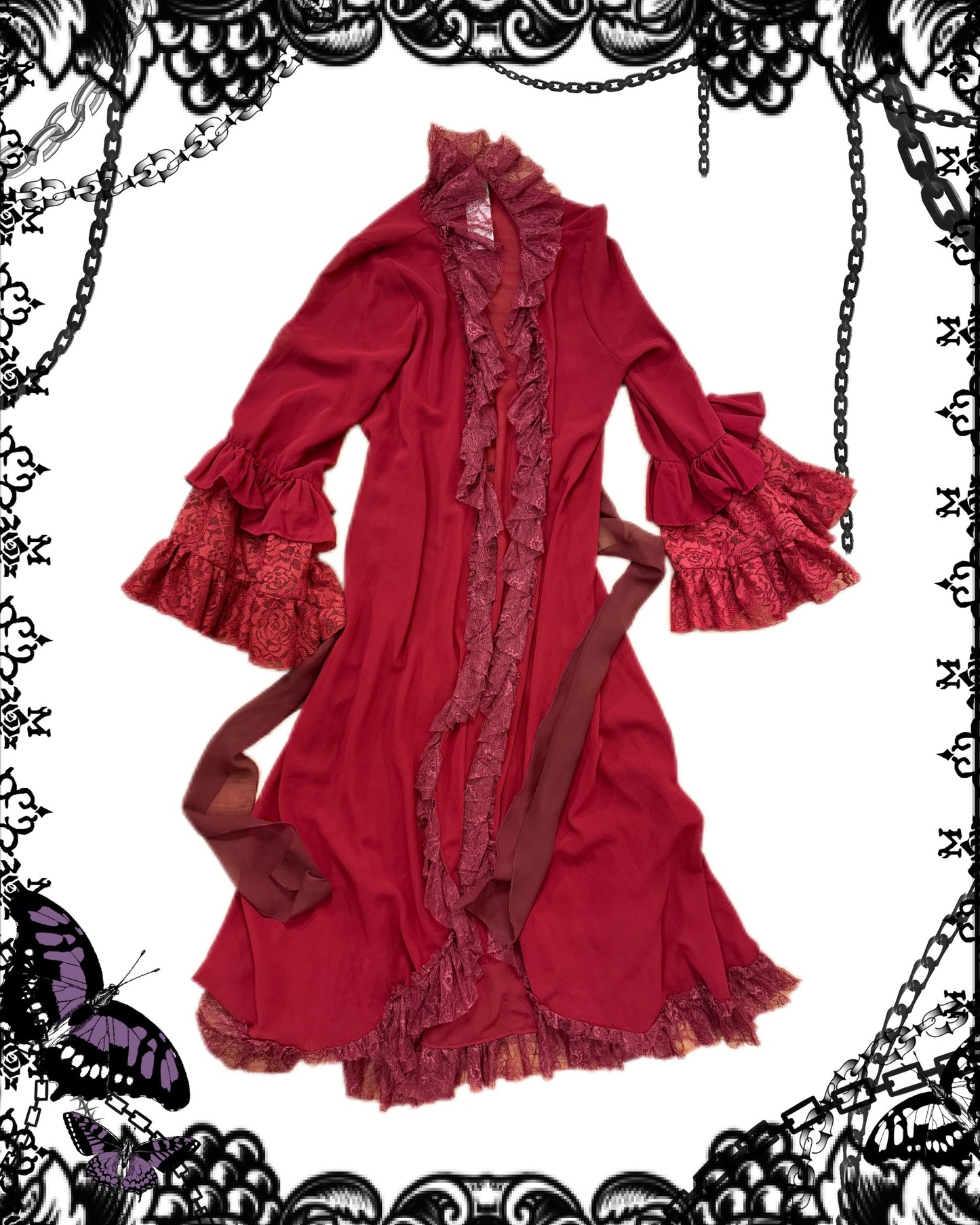 MR Corset Red Ruffle Long Blouse