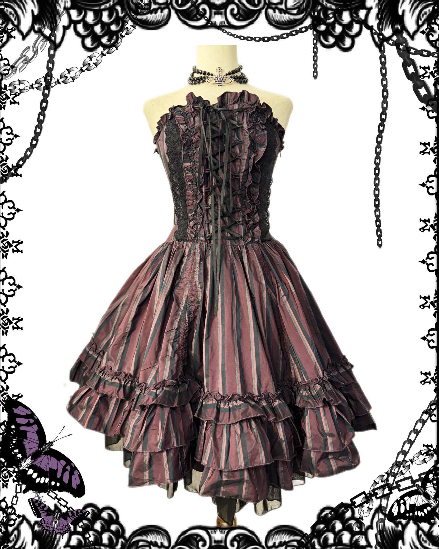 Atelier Pierrot Stripe Lace-Up Dress