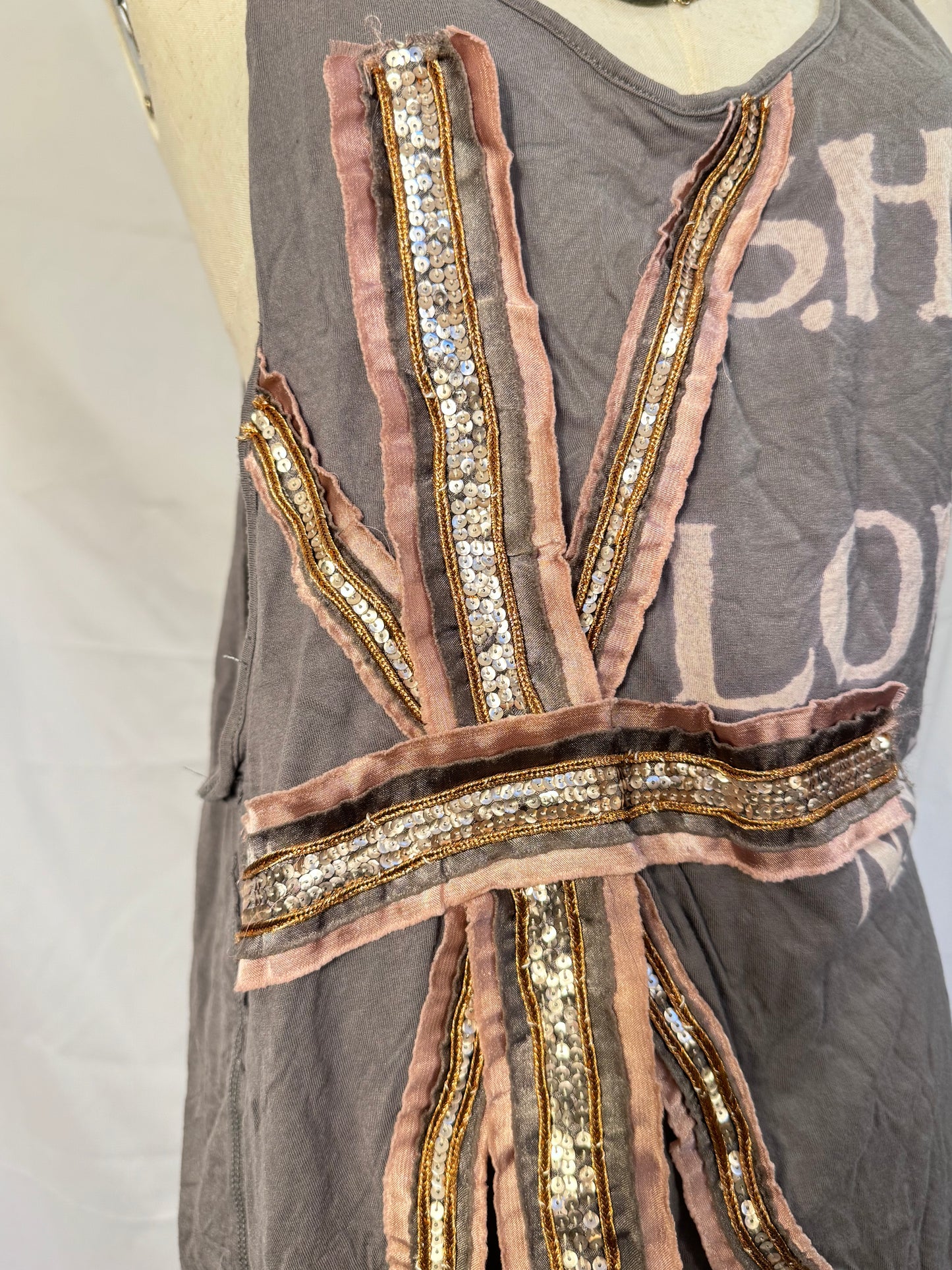 Share Spirit Letter Print and Jewel Tank Top