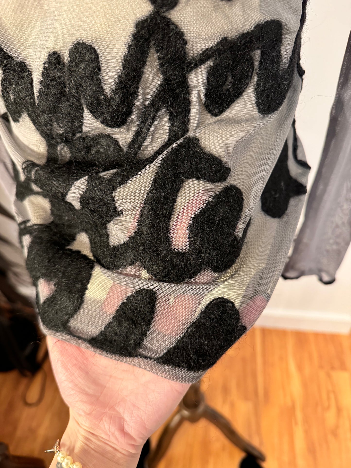 Jean Paul Gaultier Letter Print Mesh Top