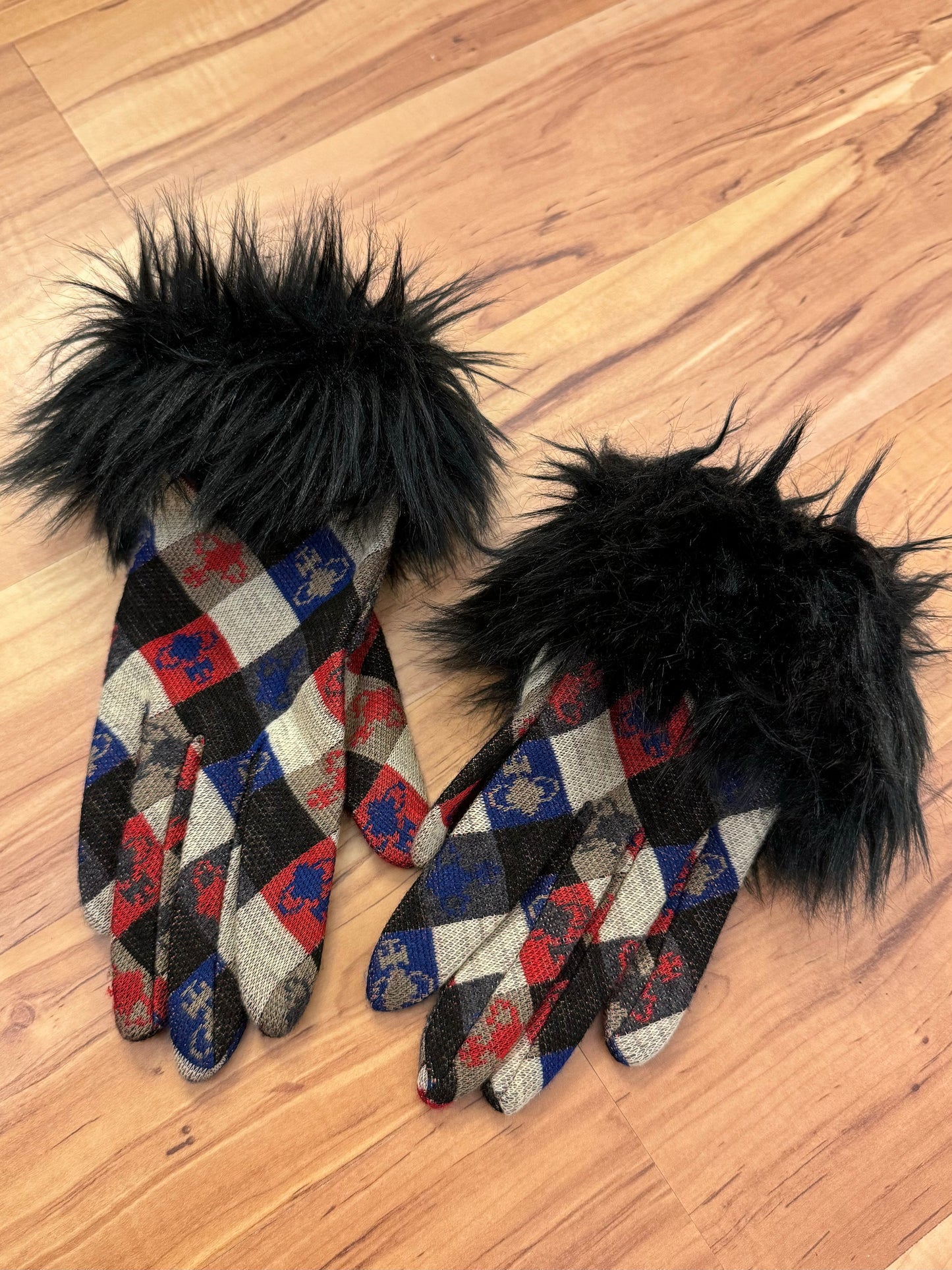 Vivienne Westwood Fur Plaid Gloves