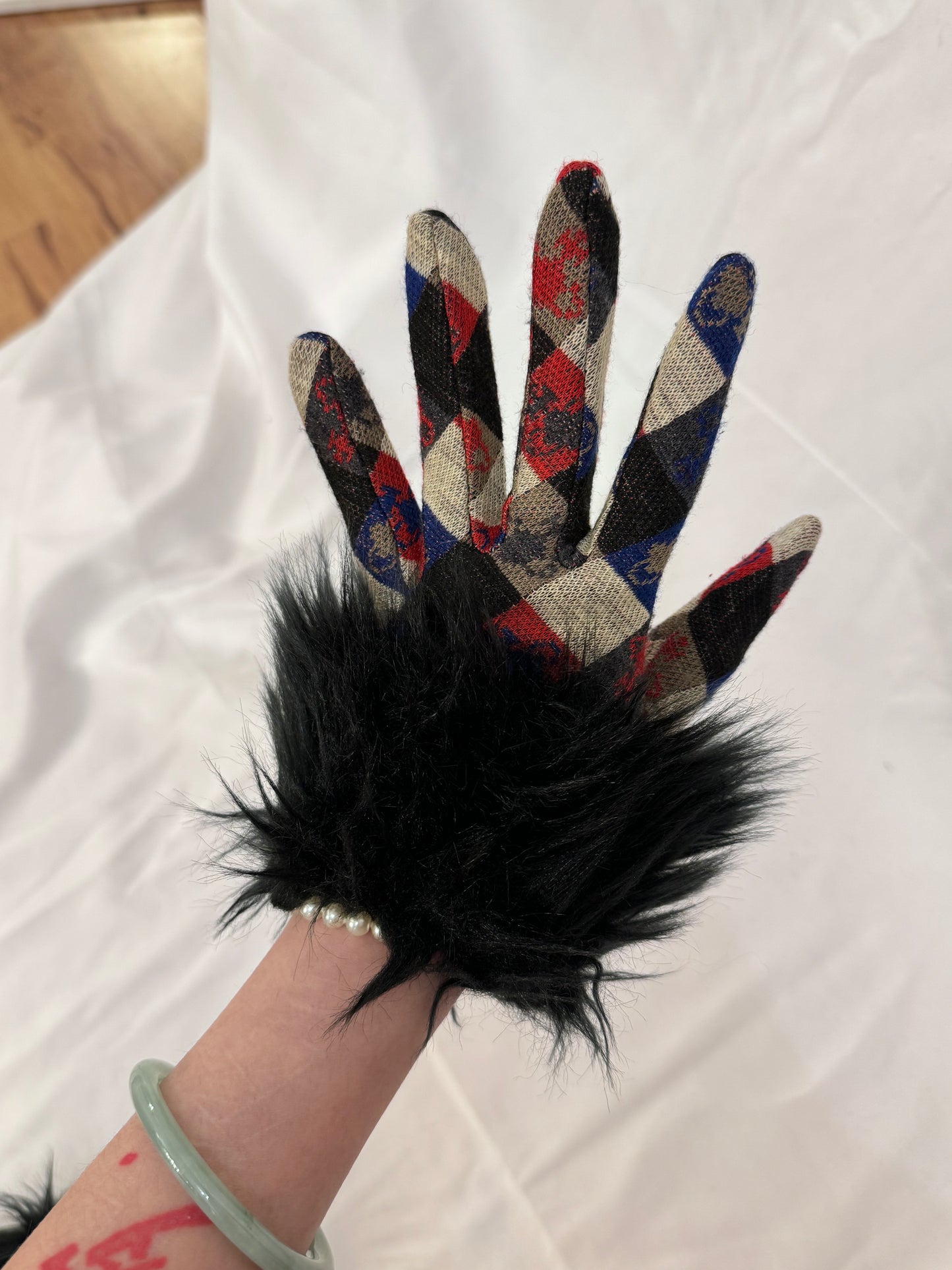 Vivienne Westwood Fur Plaid Gloves